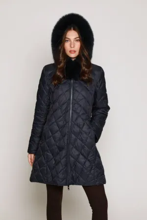 #1281HD Reversible Down & Rabbit Coat with Diamond-Shaped Quilt  SOLDOUT