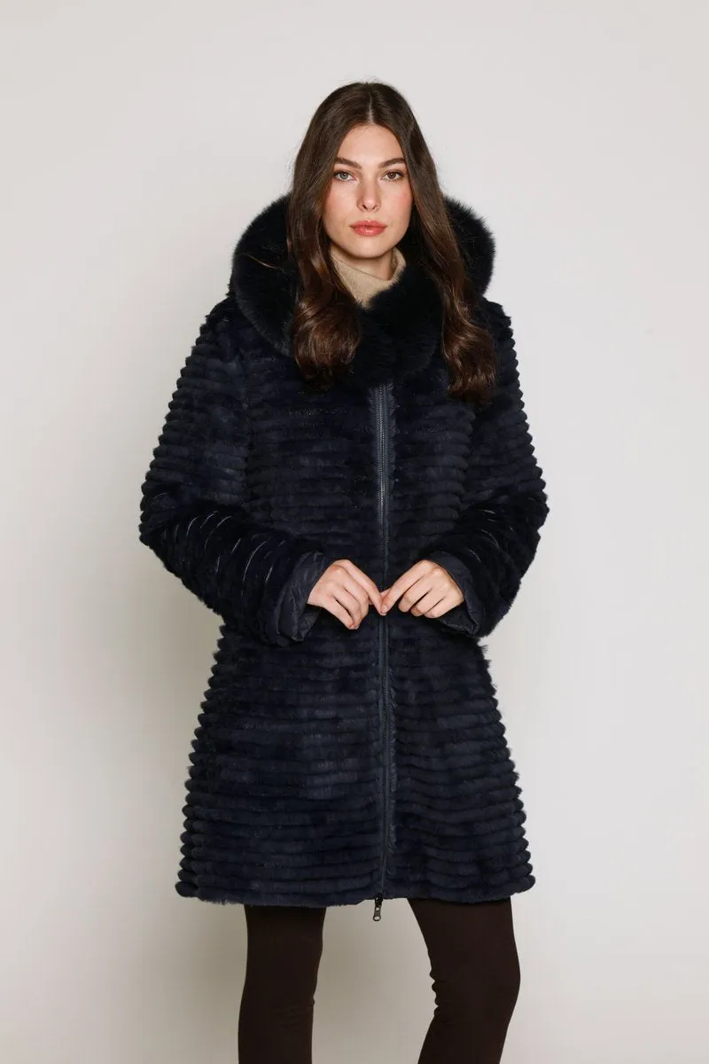 #1281HD Reversible Down & Rabbit Coat with Diamond-Shaped Quilt  SOLDOUT