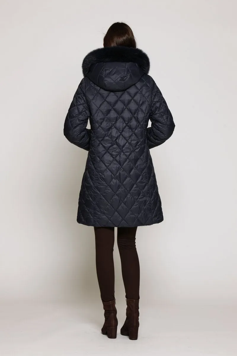 #1281HD Reversible Down & Rabbit Coat with Diamond-Shaped Quilt  SOLDOUT