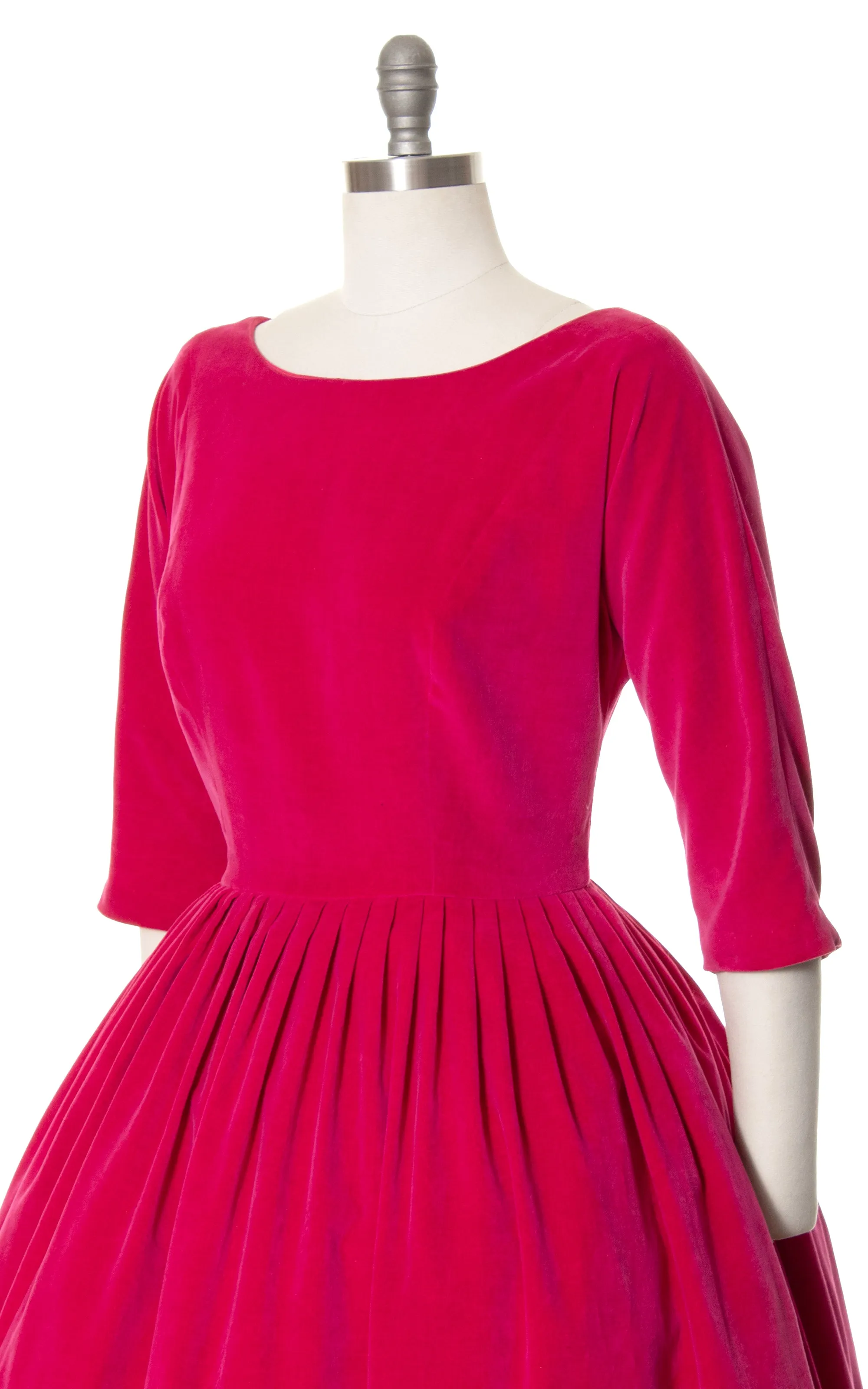 1950s Fuchsia Velvet Dress | medium