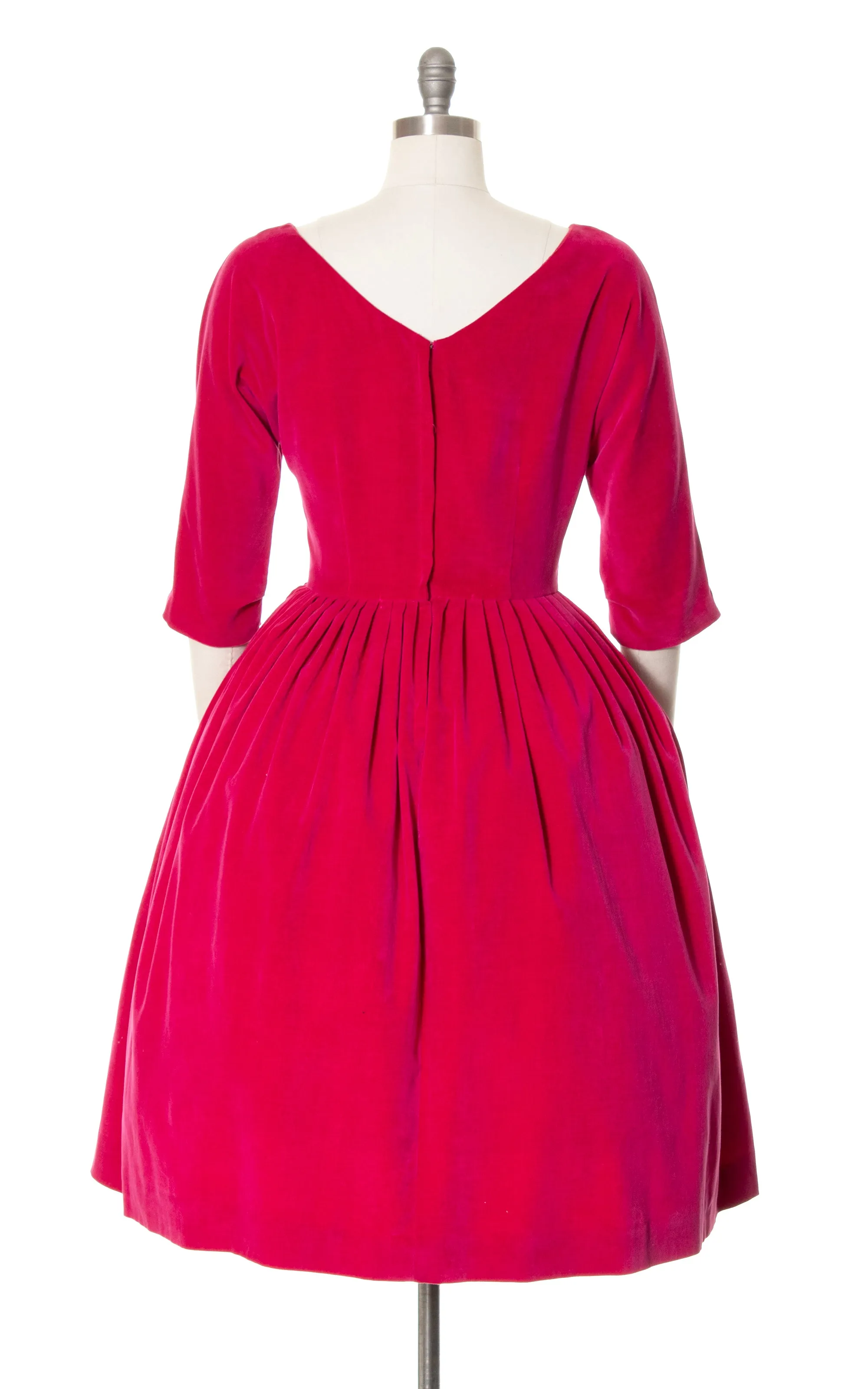 1950s Fuchsia Velvet Dress | medium