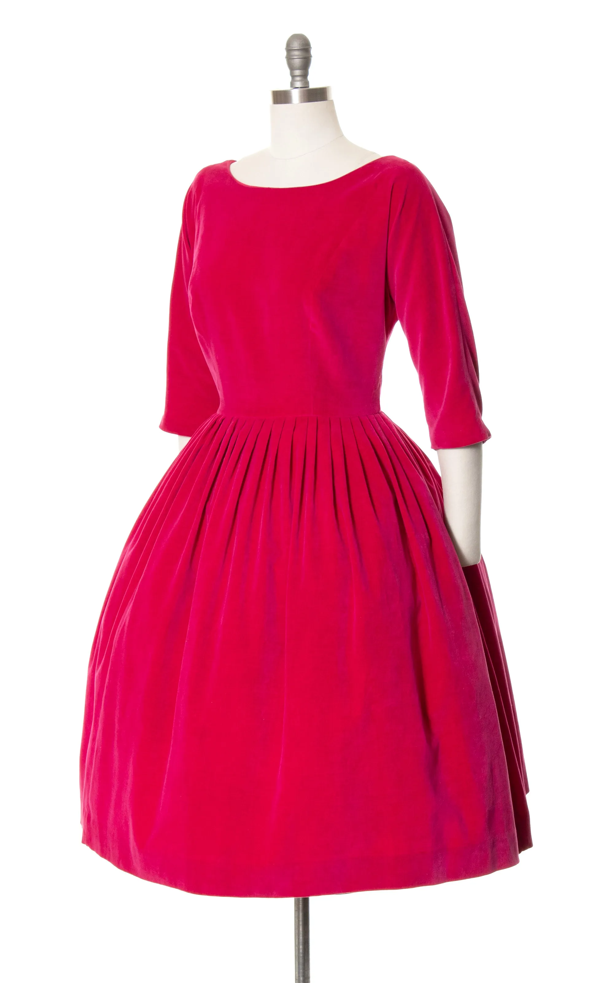 1950s Fuchsia Velvet Dress | medium