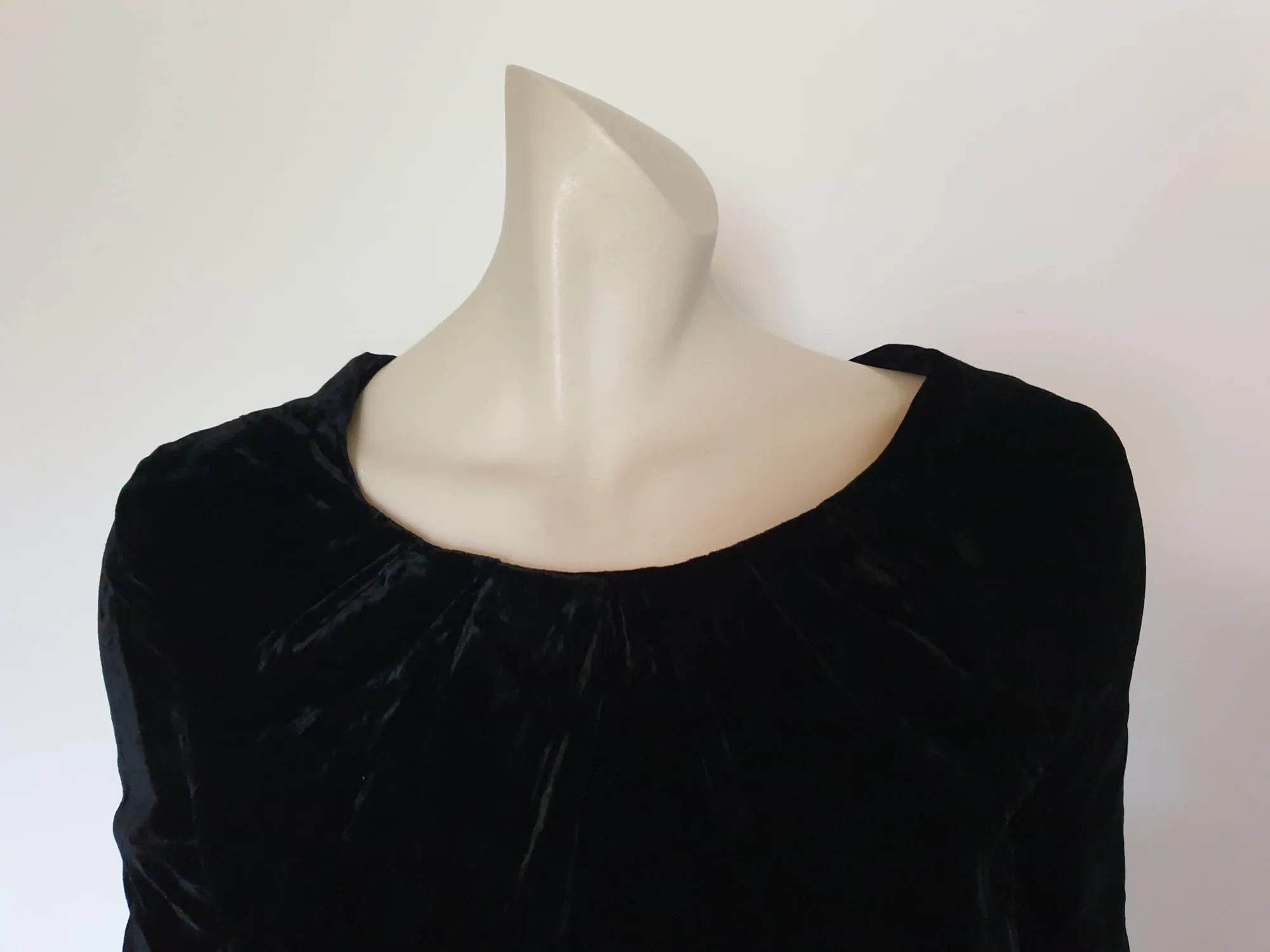 1960s Black Velvet Dress - S