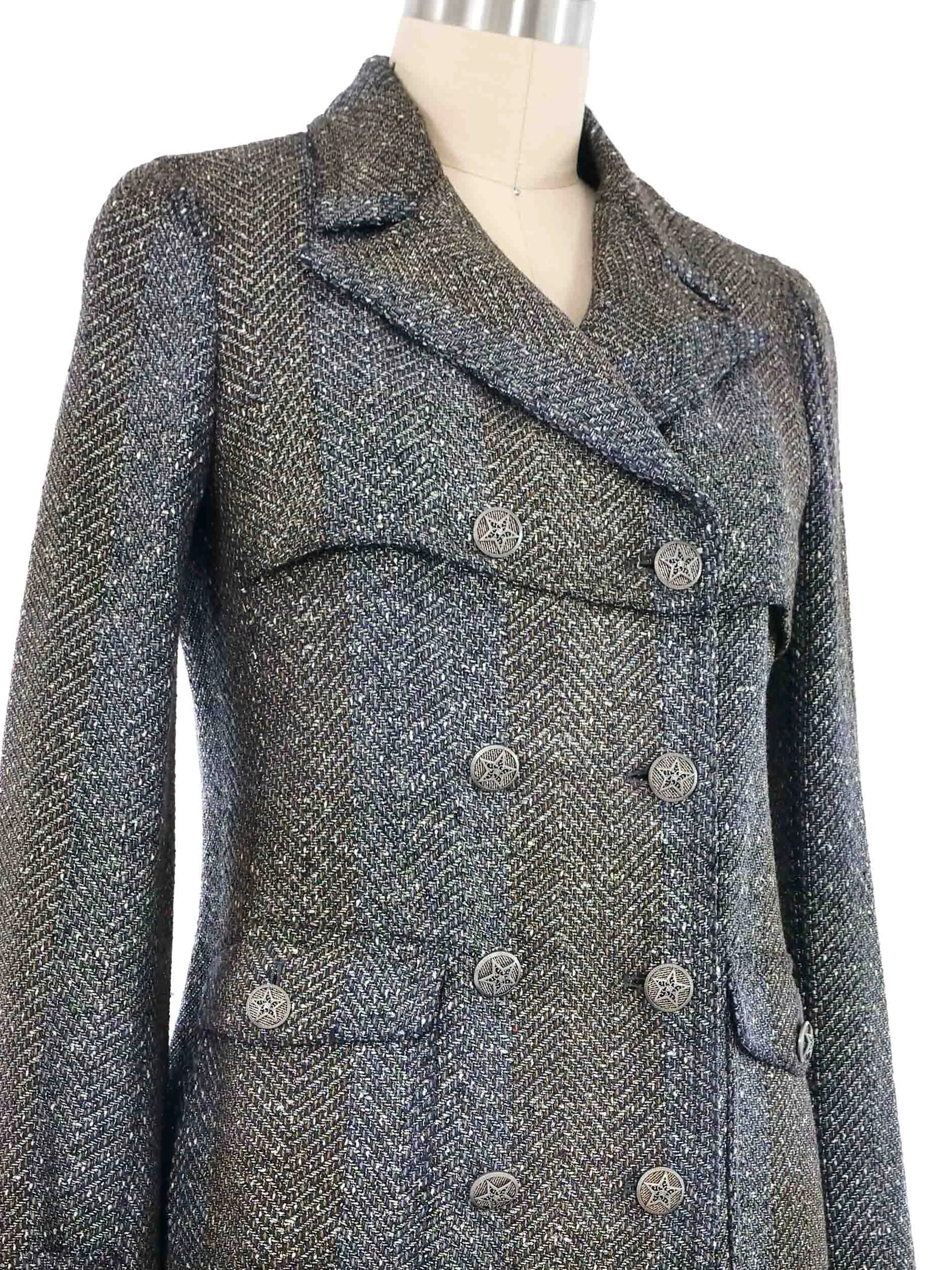 2007 Chanel Sheriff Button Tweed Peacoat