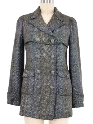 2007 Chanel Sheriff Button Tweed Peacoat