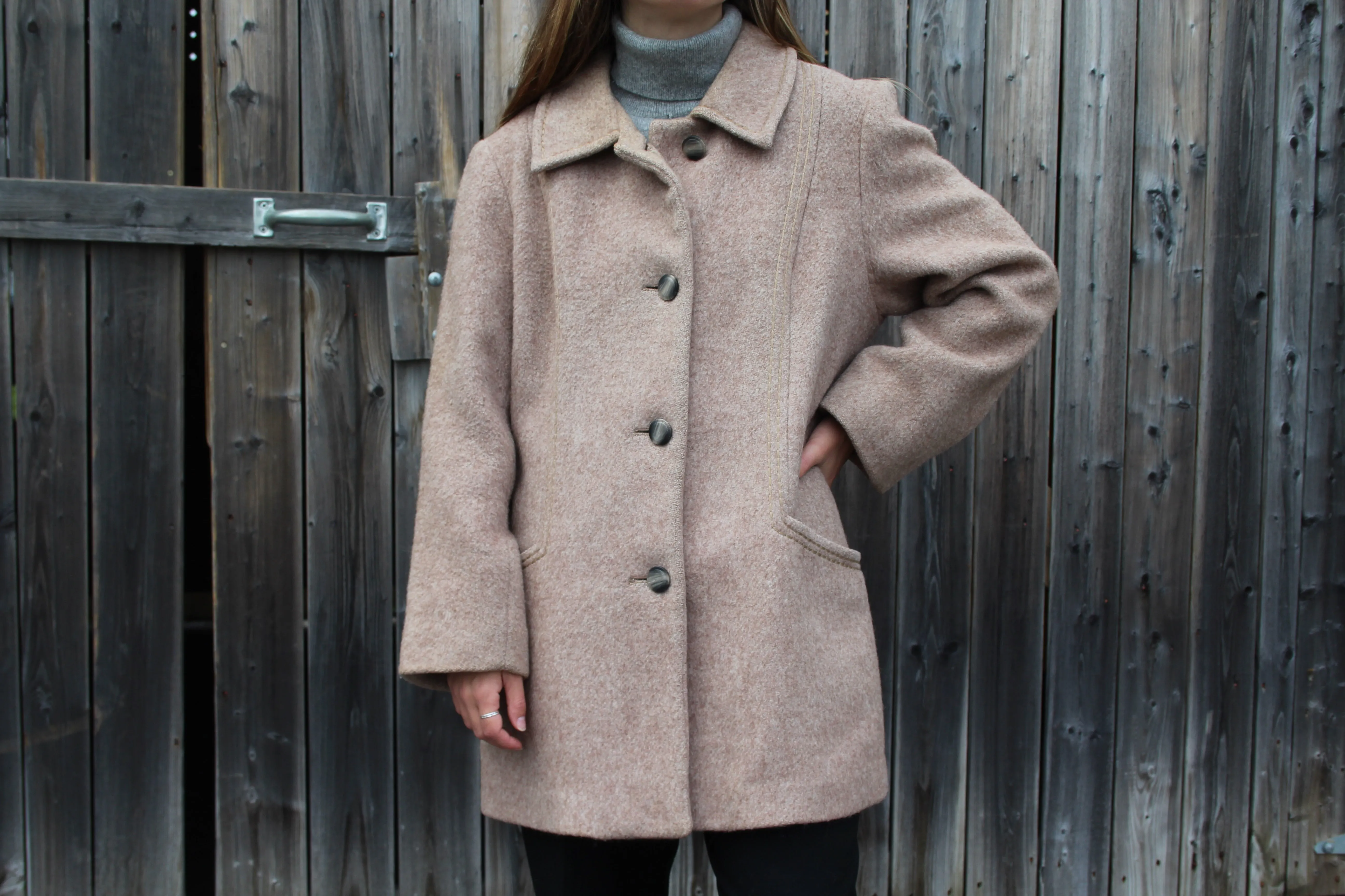 60s Mauve Wool-Blend Double Breasted Mod Trench M/L