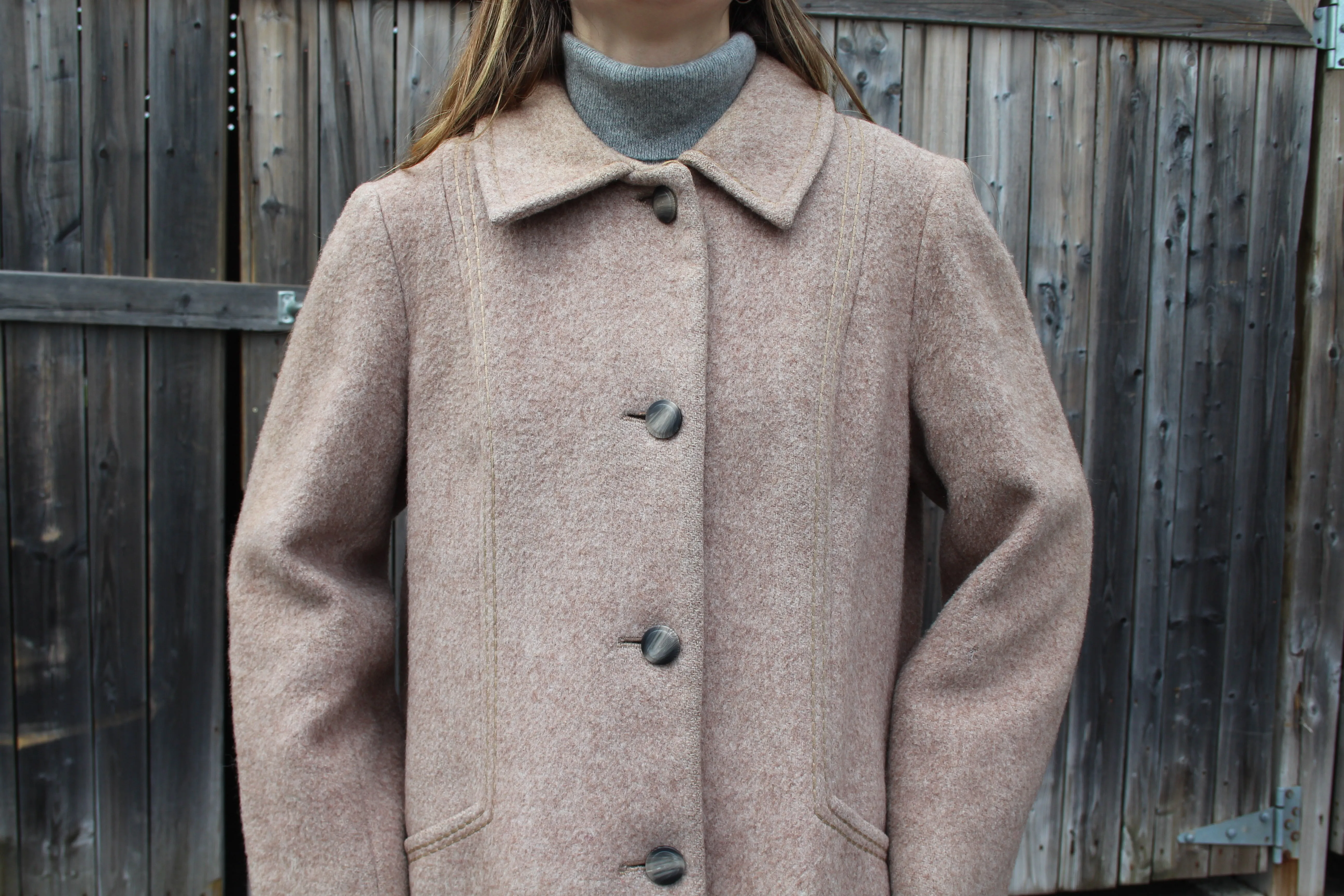 60s Mauve Wool-Blend Double Breasted Mod Trench M/L