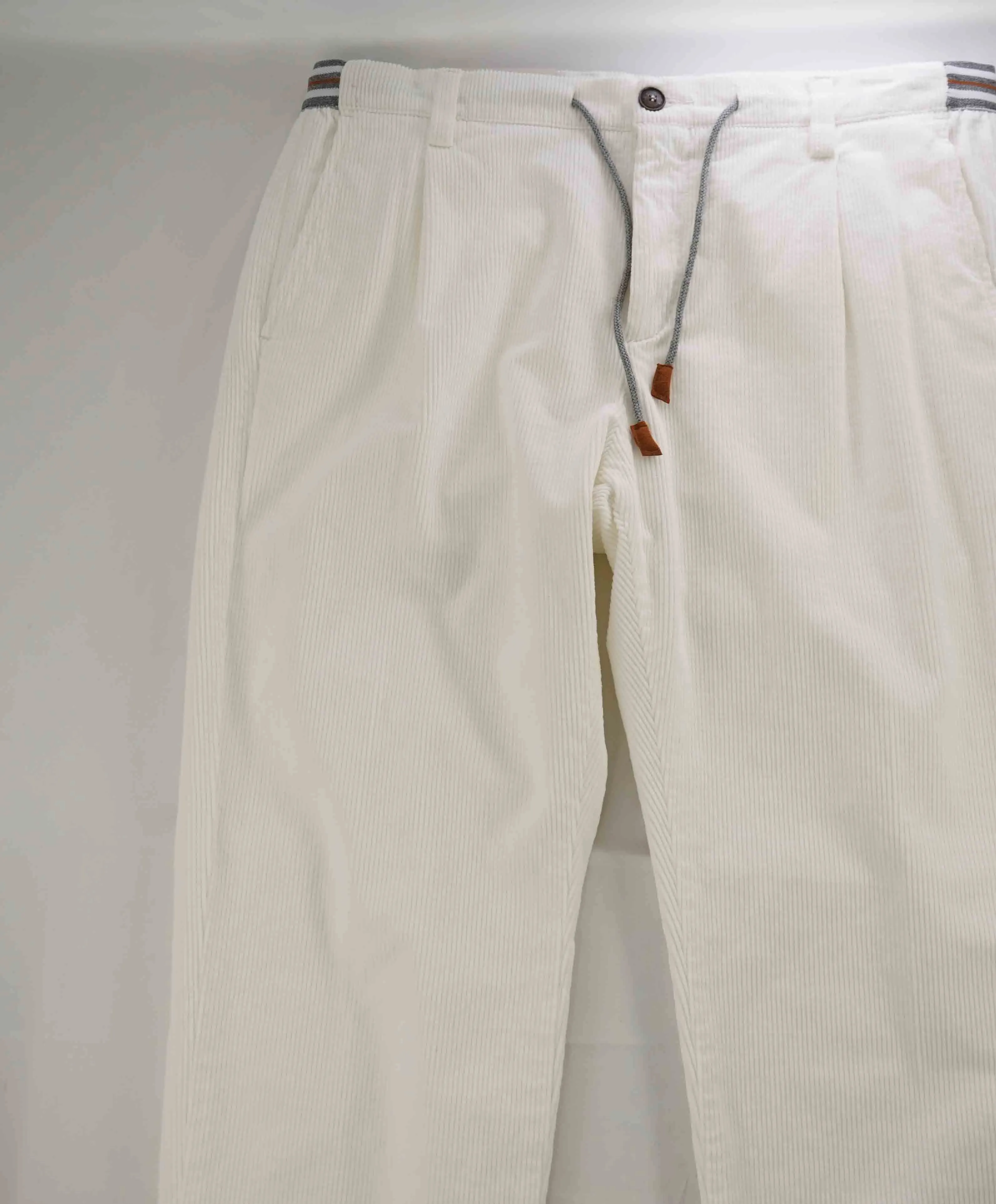 $695 ELEVENTY - JOGGER *SUEDE Draw String* White Cotton Corduroy Pants- 34W