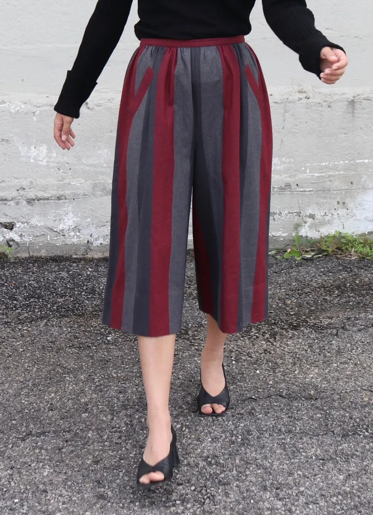 80s pinstriped wool culottes - 27