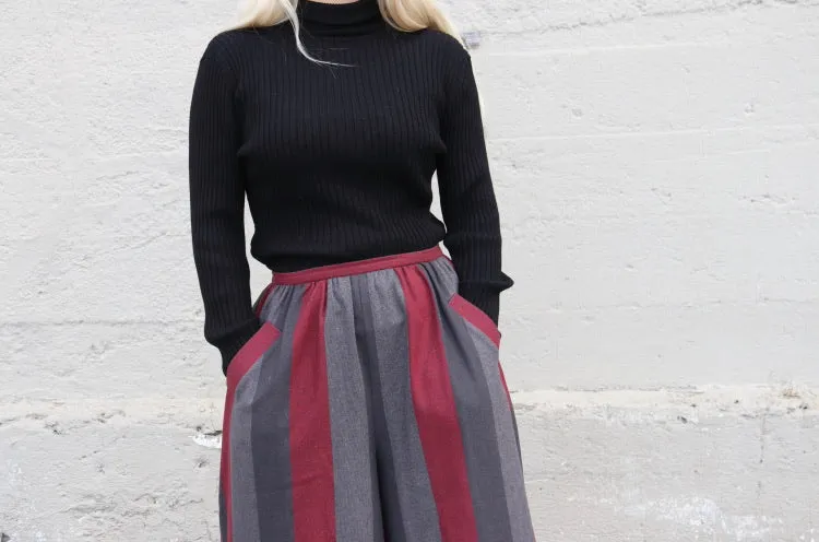 80s pinstriped wool culottes - 27