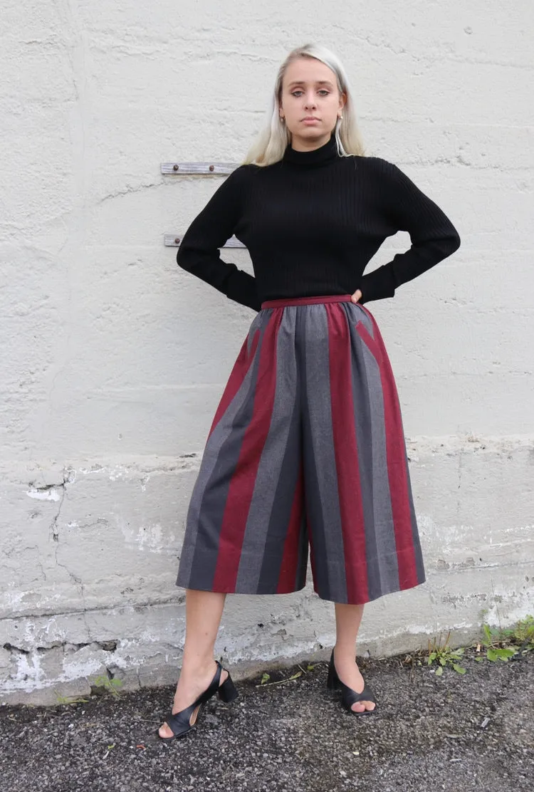 80s pinstriped wool culottes - 27