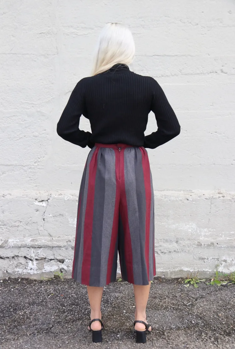 80s pinstriped wool culottes - 27