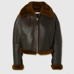 Acne Studios Shearling-Trimmed Textured Leather Jacket