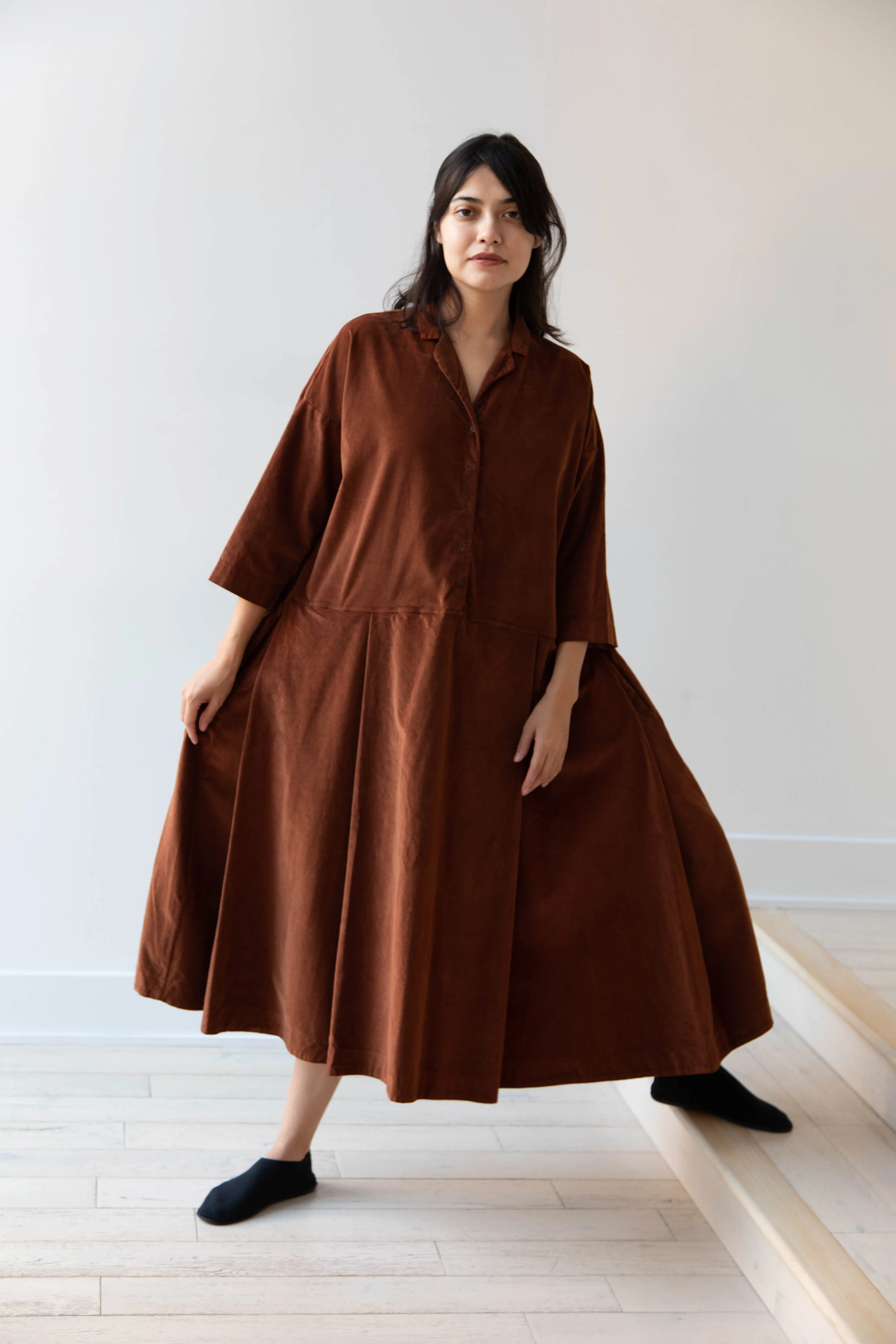 Album di Famiglia | Velvet Tailored Collar Dress in Rust