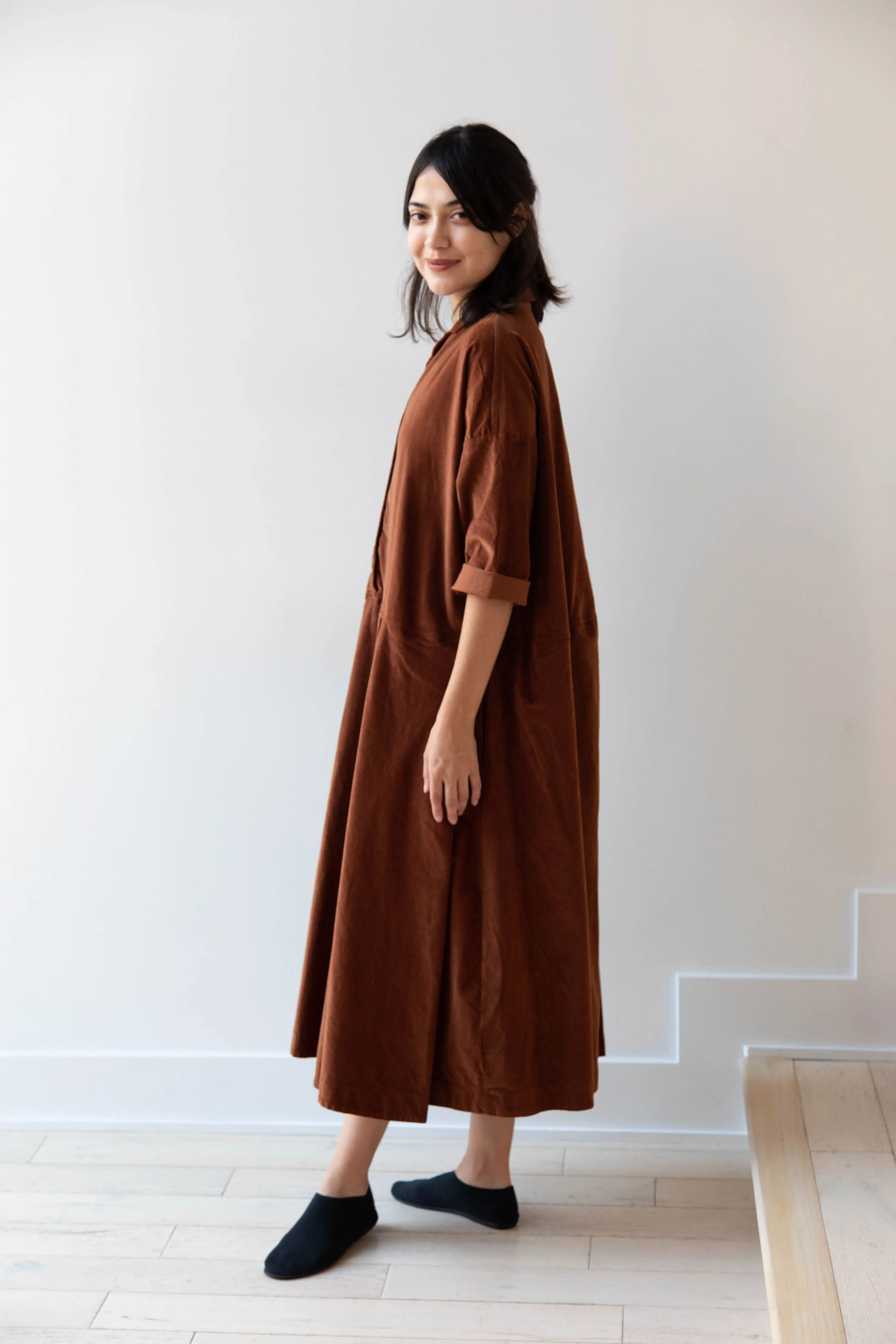 Album di Famiglia | Velvet Tailored Collar Dress in Rust