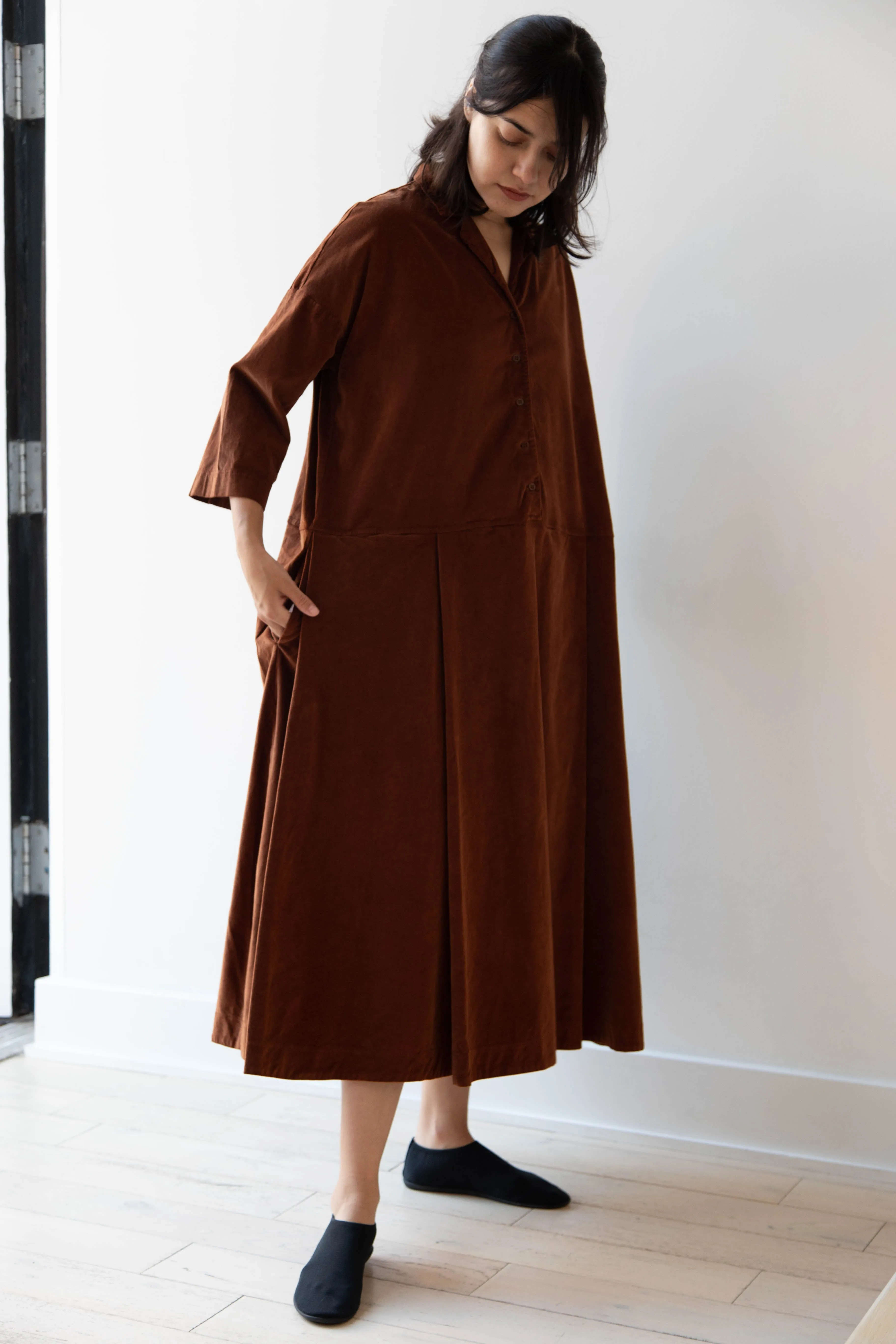 Album di Famiglia | Velvet Tailored Collar Dress in Rust