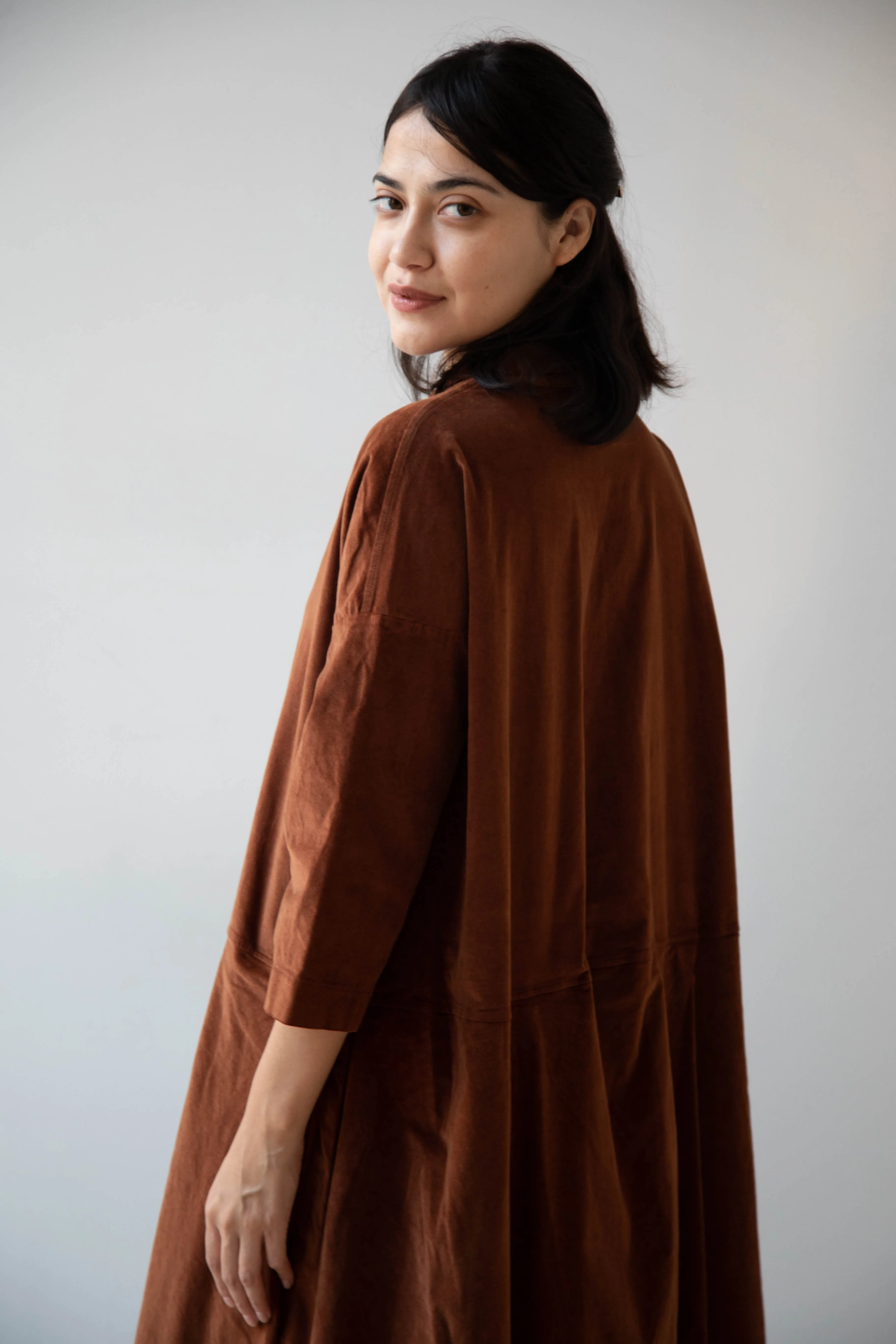 Album di Famiglia | Velvet Tailored Collar Dress in Rust