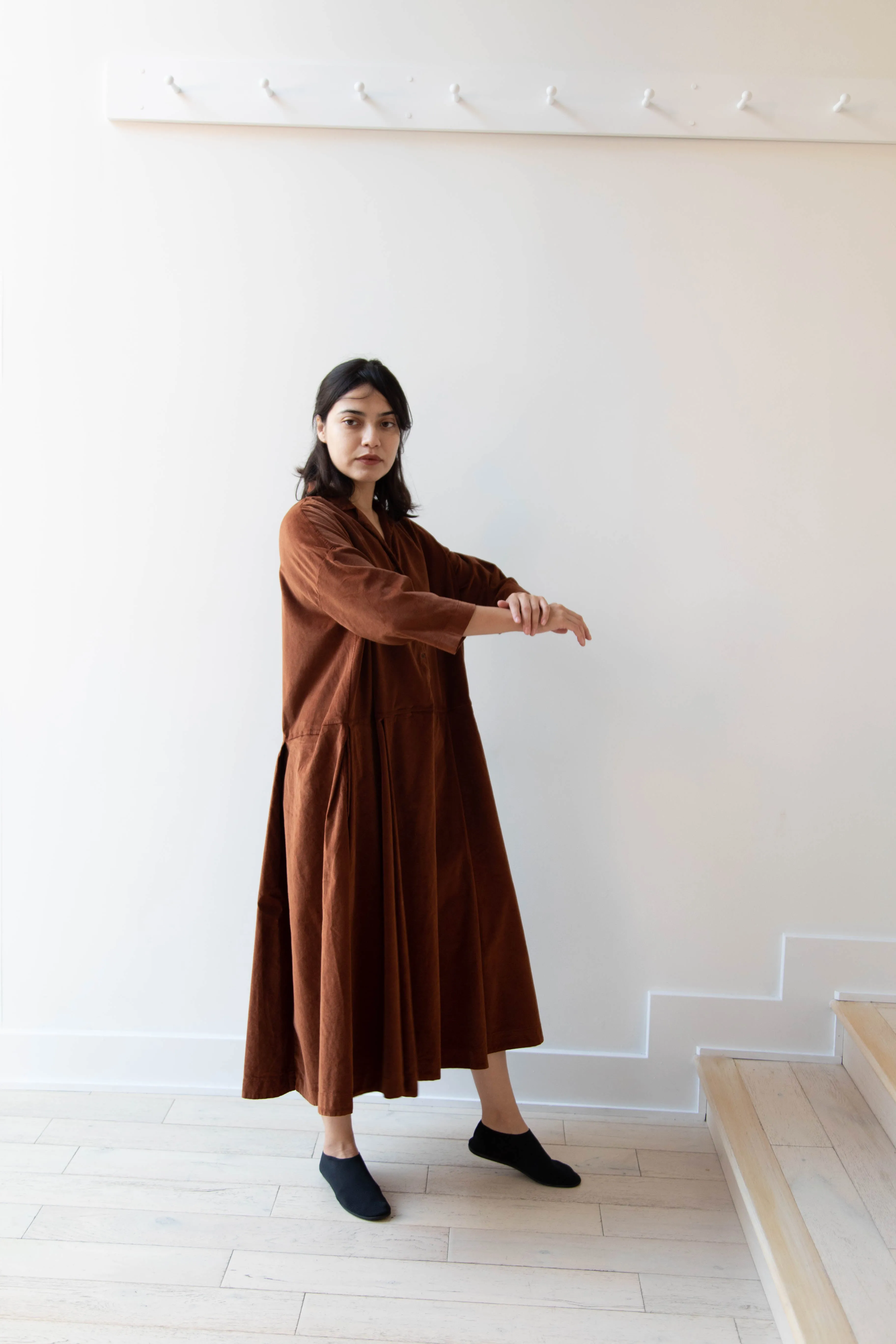 Album di Famiglia | Velvet Tailored Collar Dress in Rust