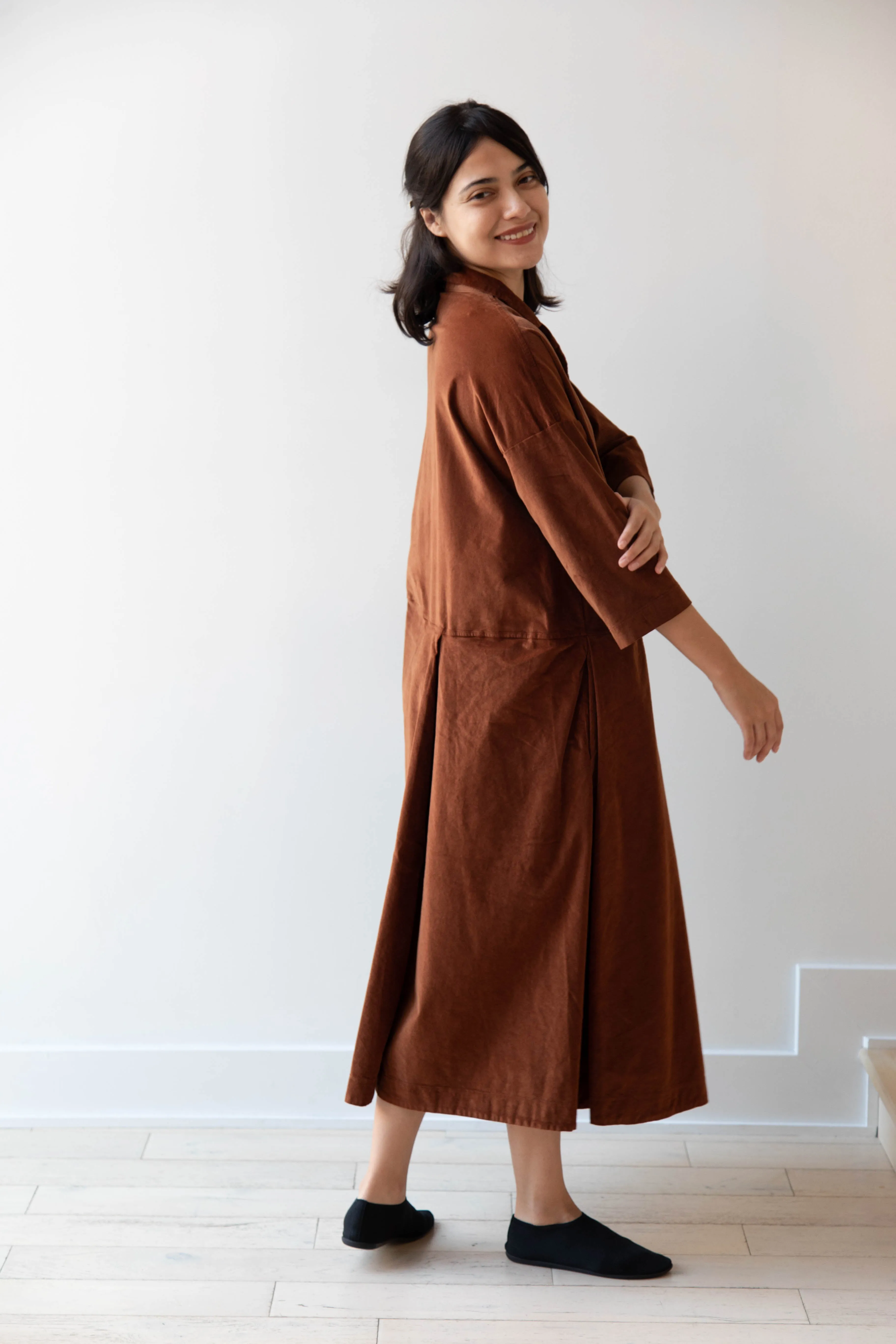 Album di Famiglia | Velvet Tailored Collar Dress in Rust