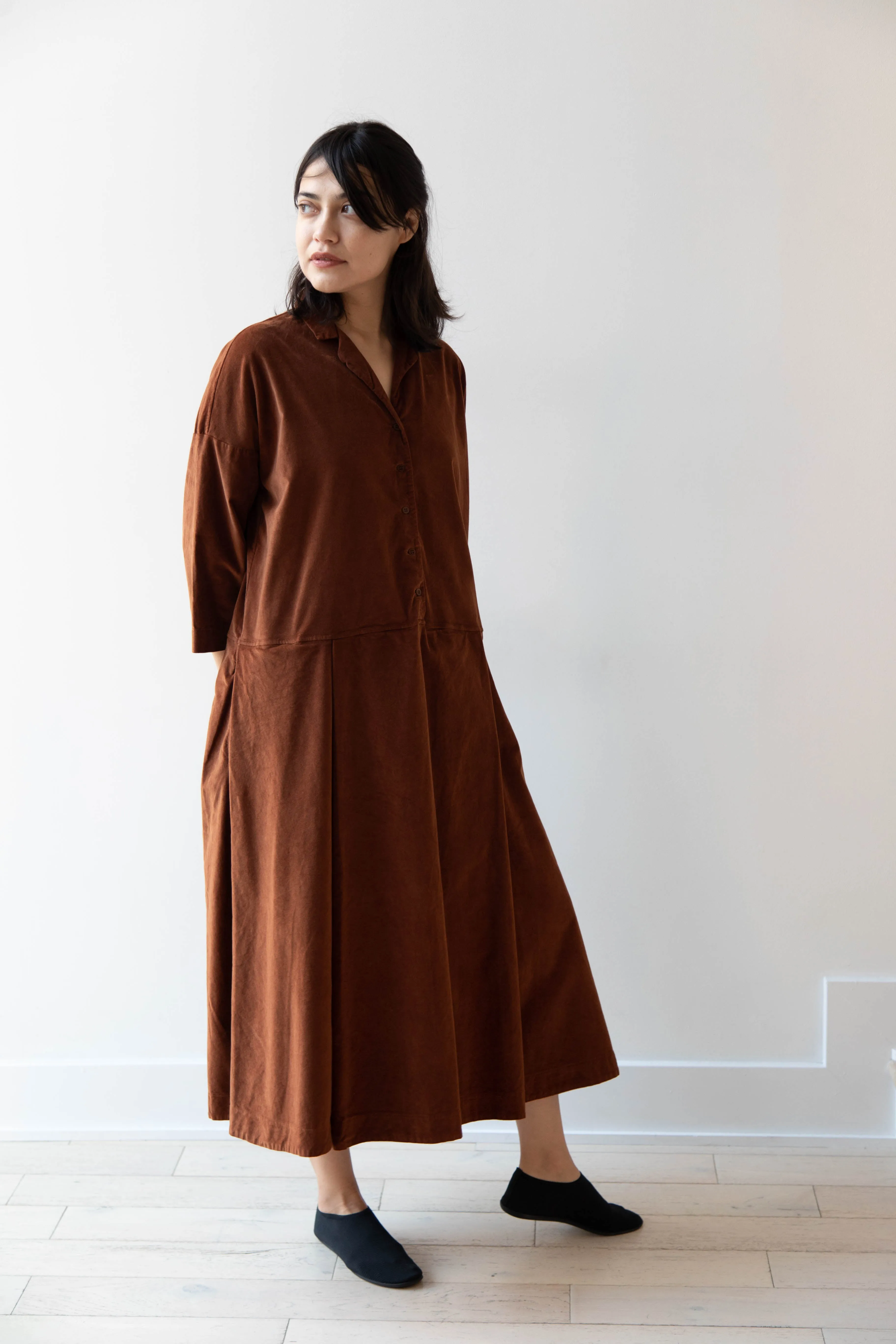 Album di Famiglia | Velvet Tailored Collar Dress in Rust