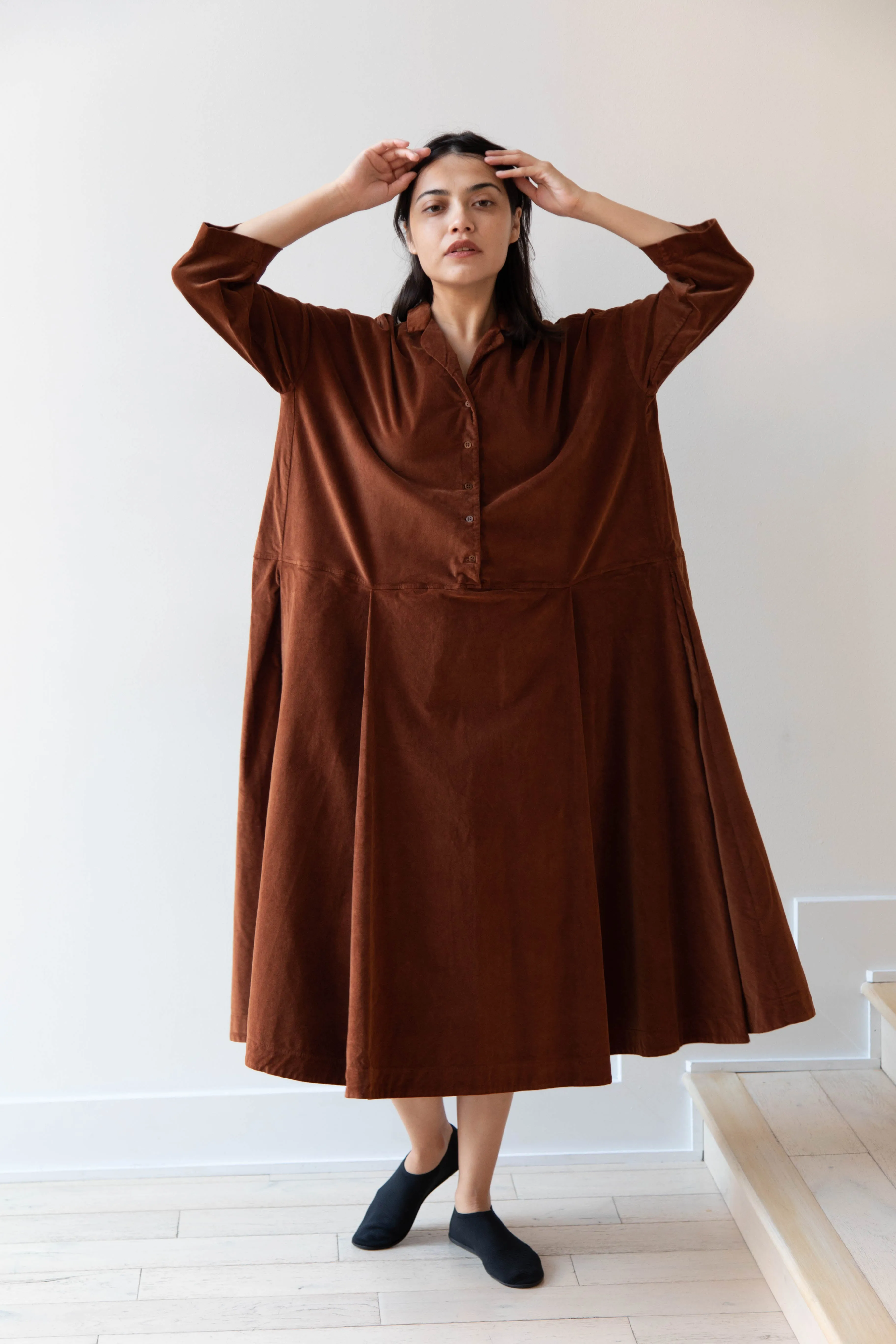 Album di Famiglia | Velvet Tailored Collar Dress in Rust