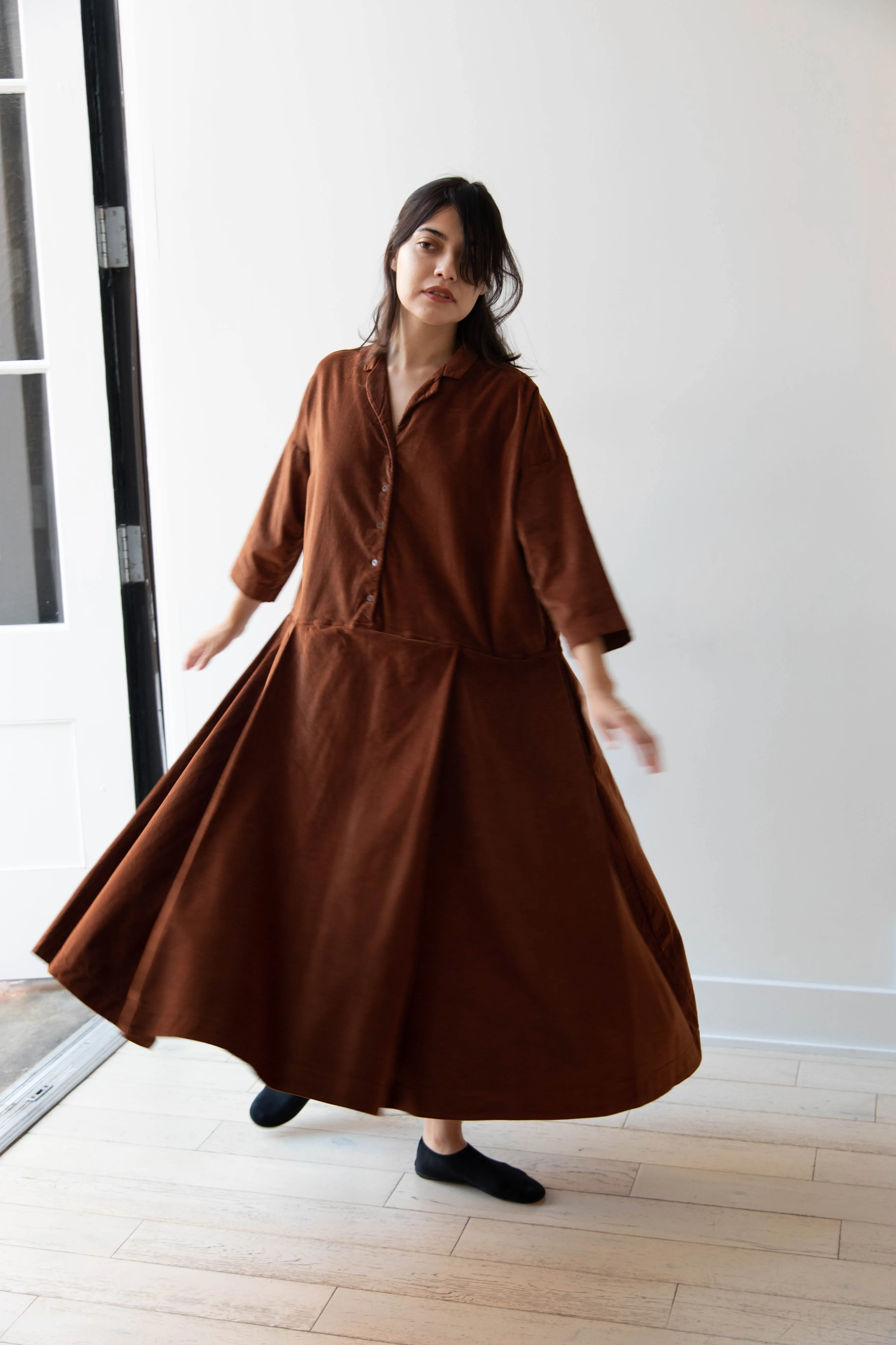 Album di Famiglia | Velvet Tailored Collar Dress in Rust