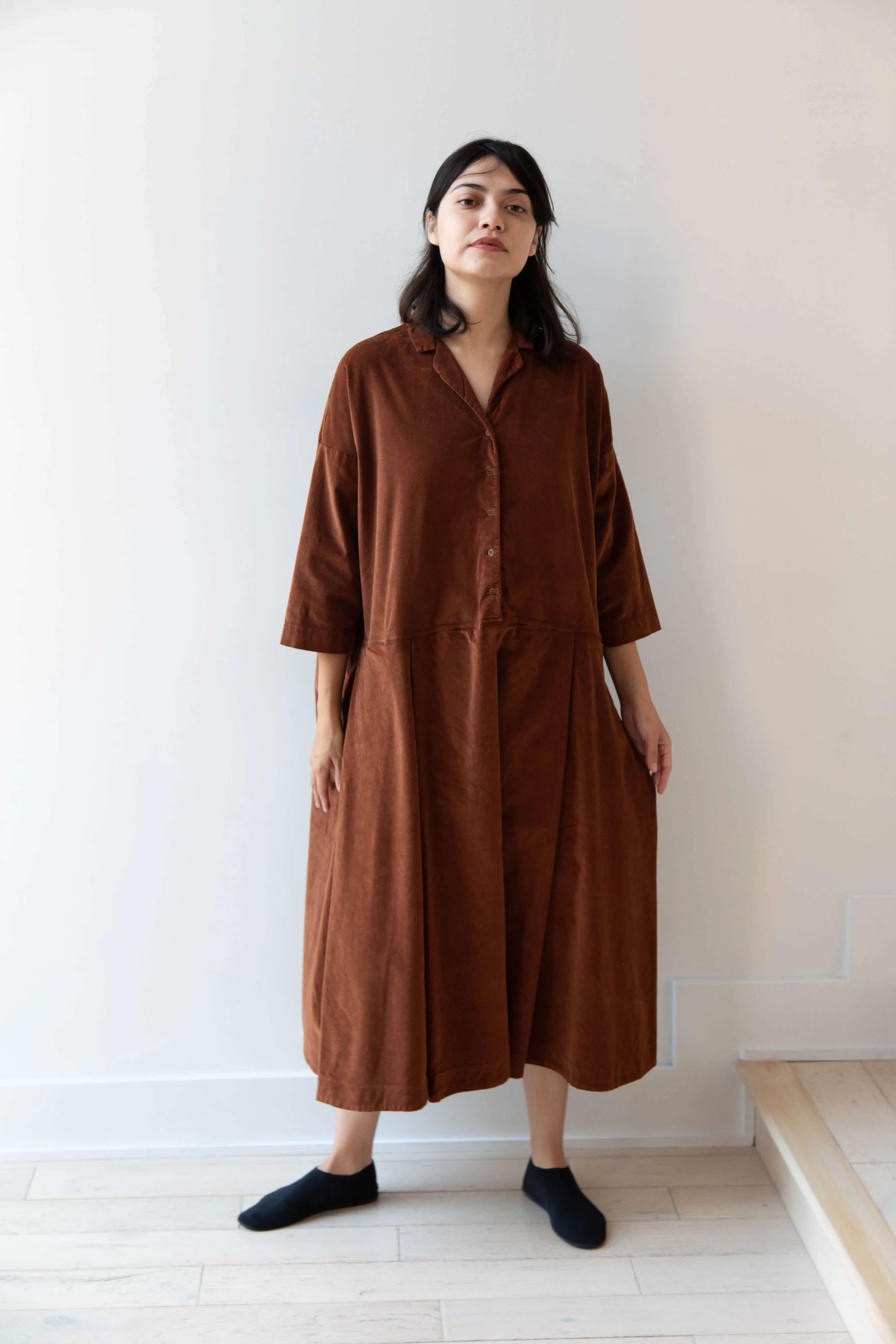 Album di Famiglia | Velvet Tailored Collar Dress in Rust