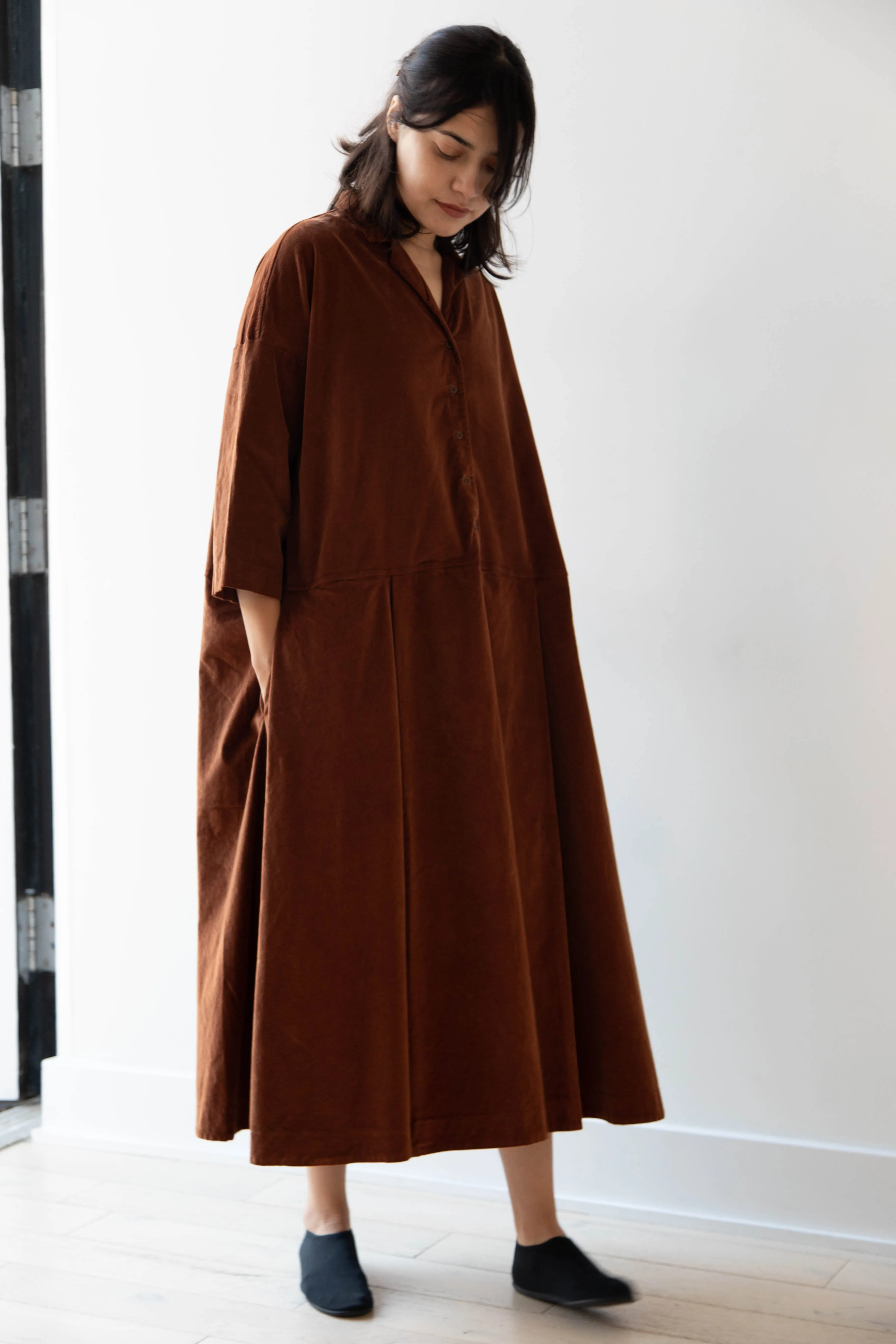 Album di Famiglia | Velvet Tailored Collar Dress in Rust