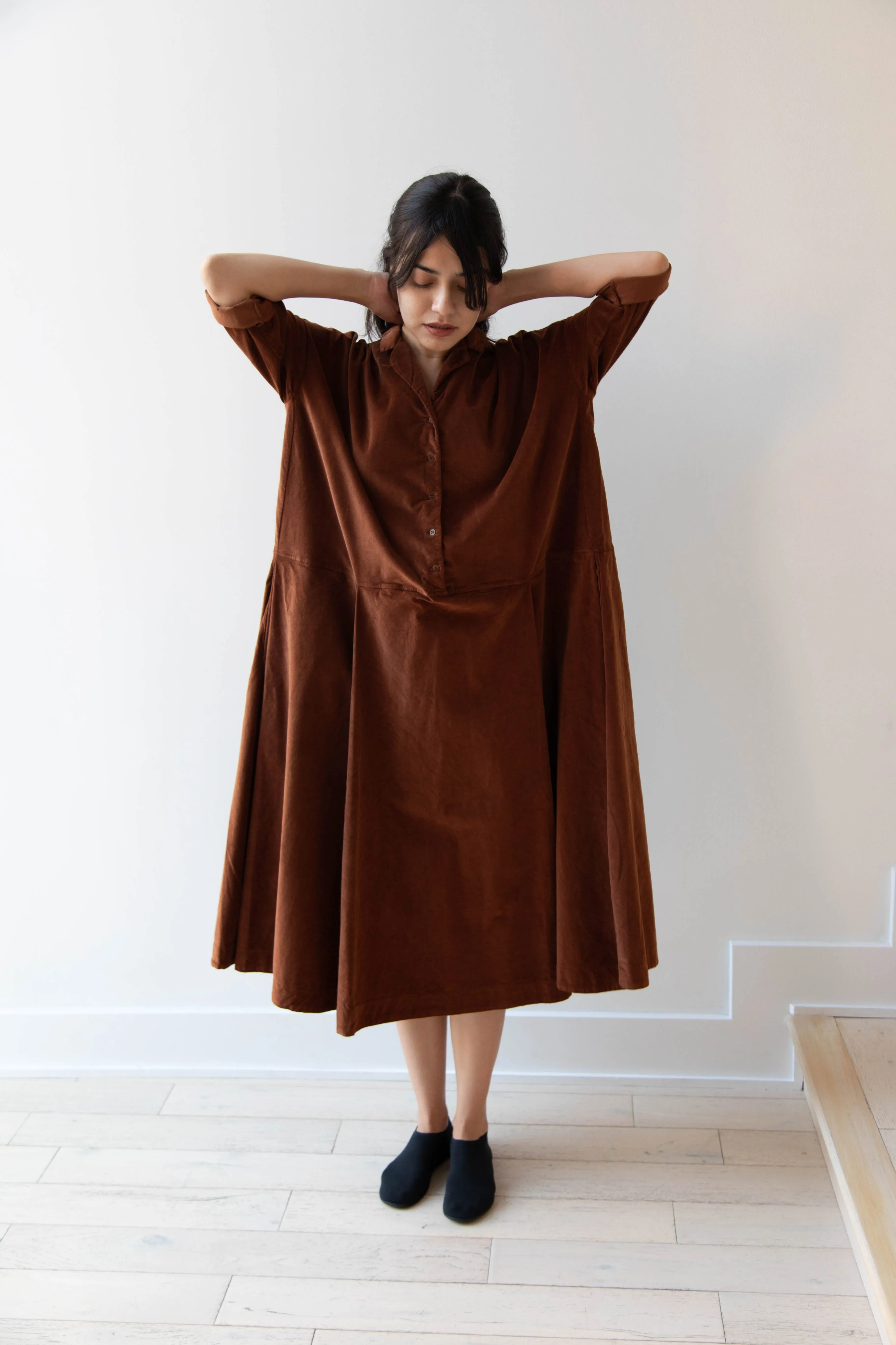 Album di Famiglia | Velvet Tailored Collar Dress in Rust