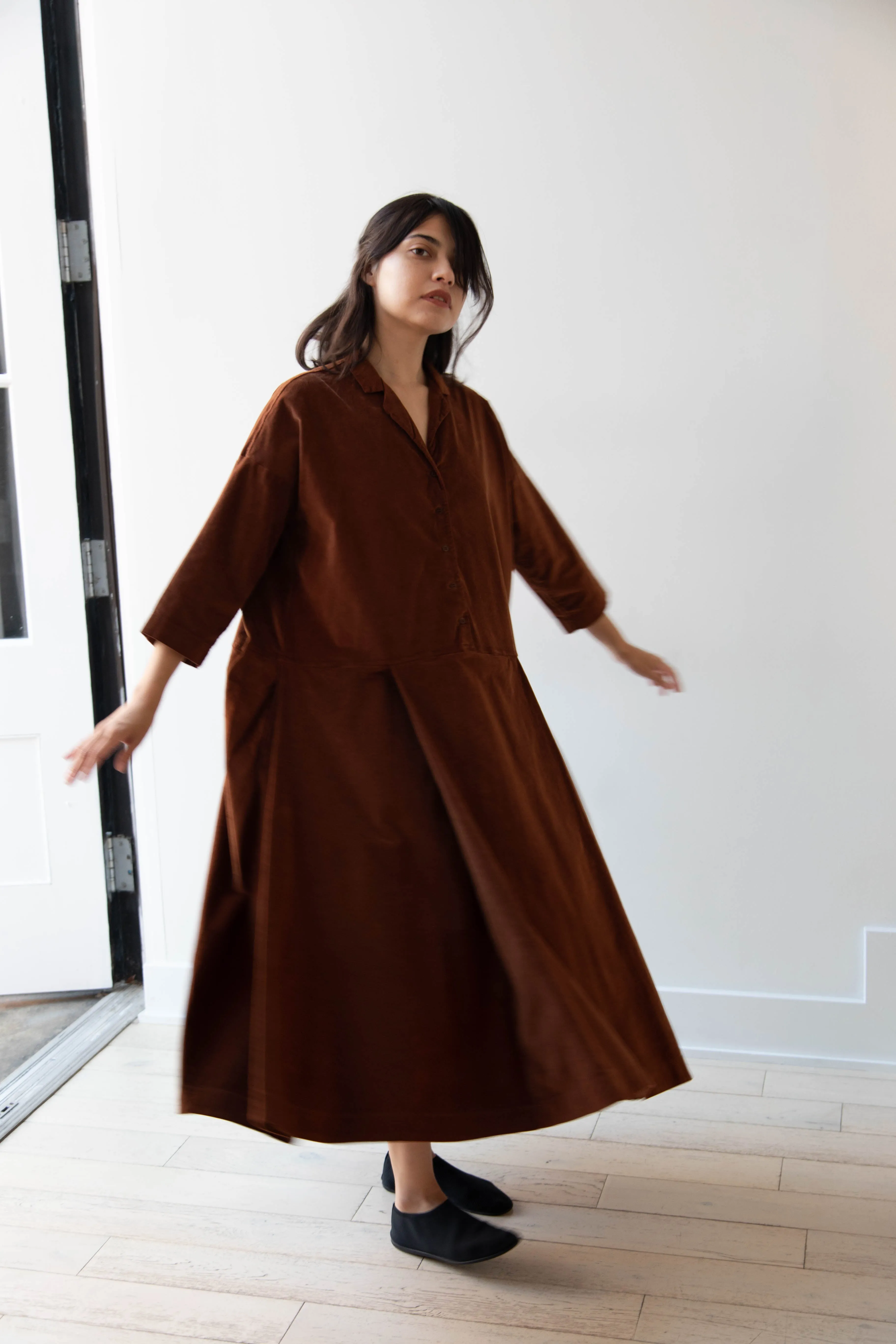 Album di Famiglia | Velvet Tailored Collar Dress in Rust