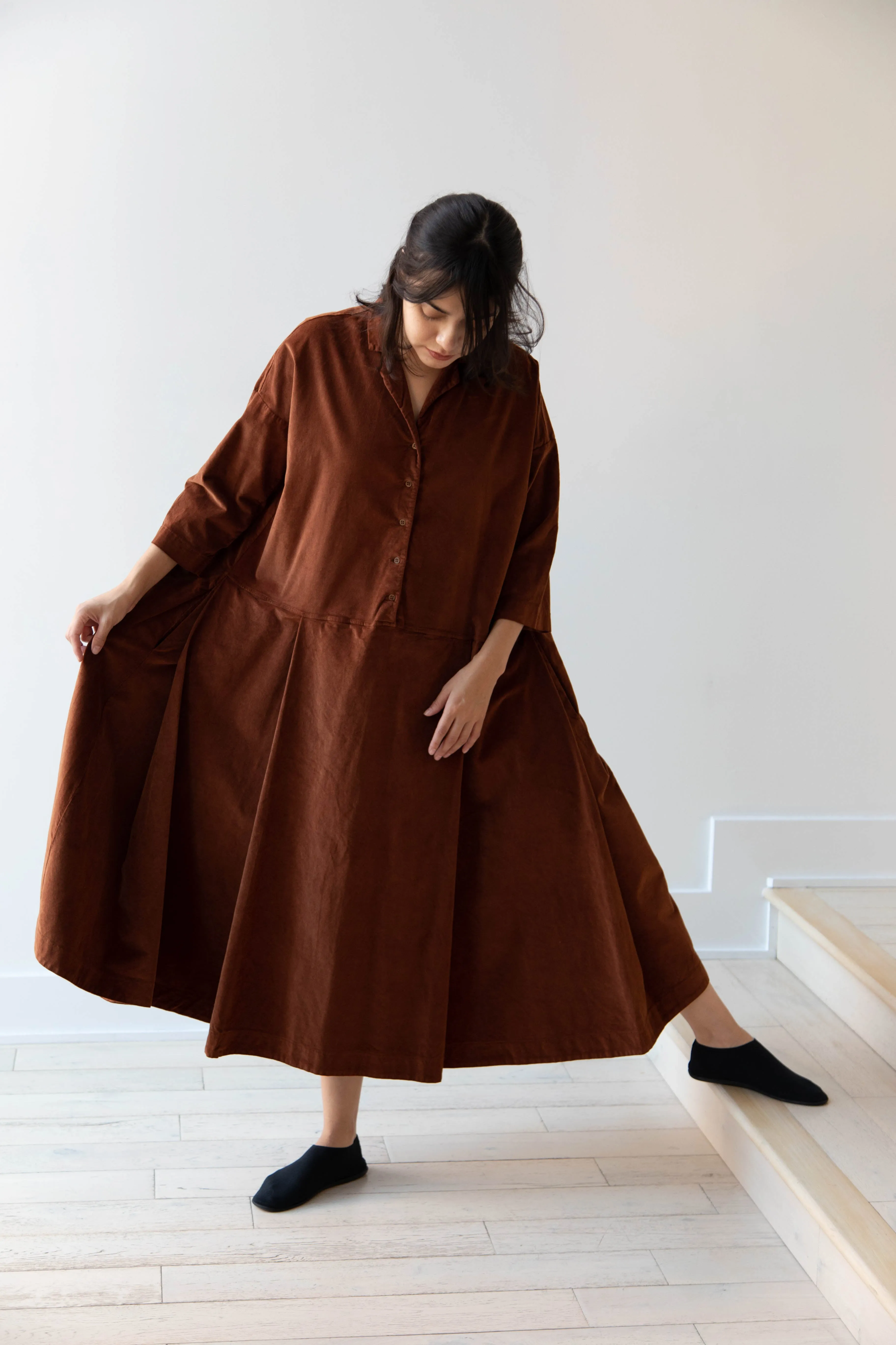 Album di Famiglia | Velvet Tailored Collar Dress in Rust