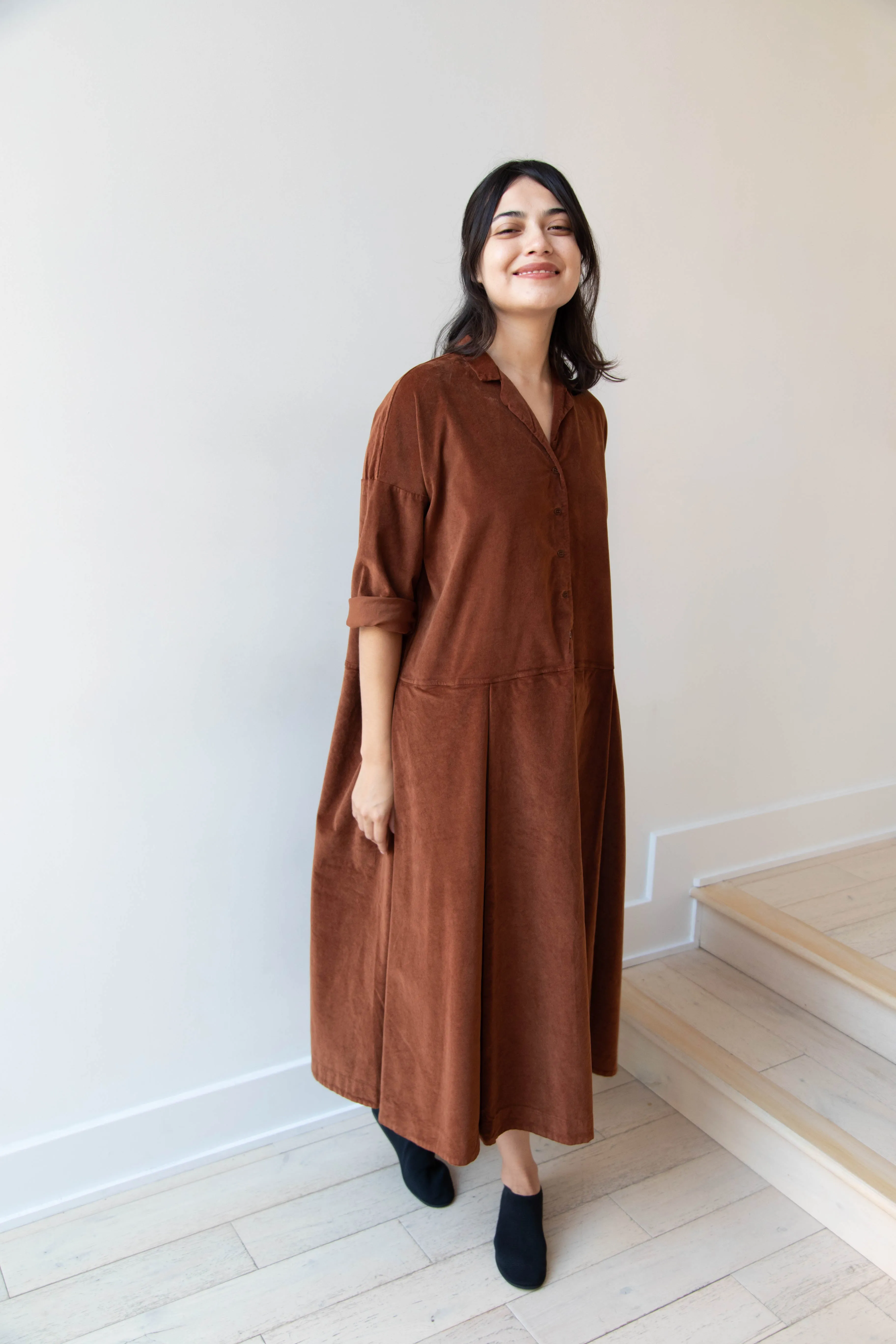 Album di Famiglia | Velvet Tailored Collar Dress in Rust