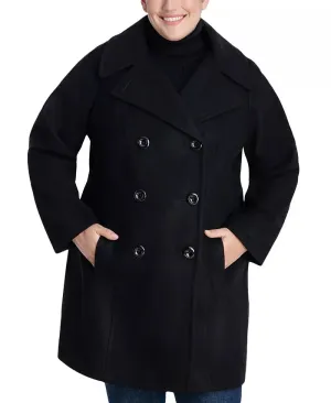 Anne Klein Plus Size Notched-Collar Double-Breasted Peacoat