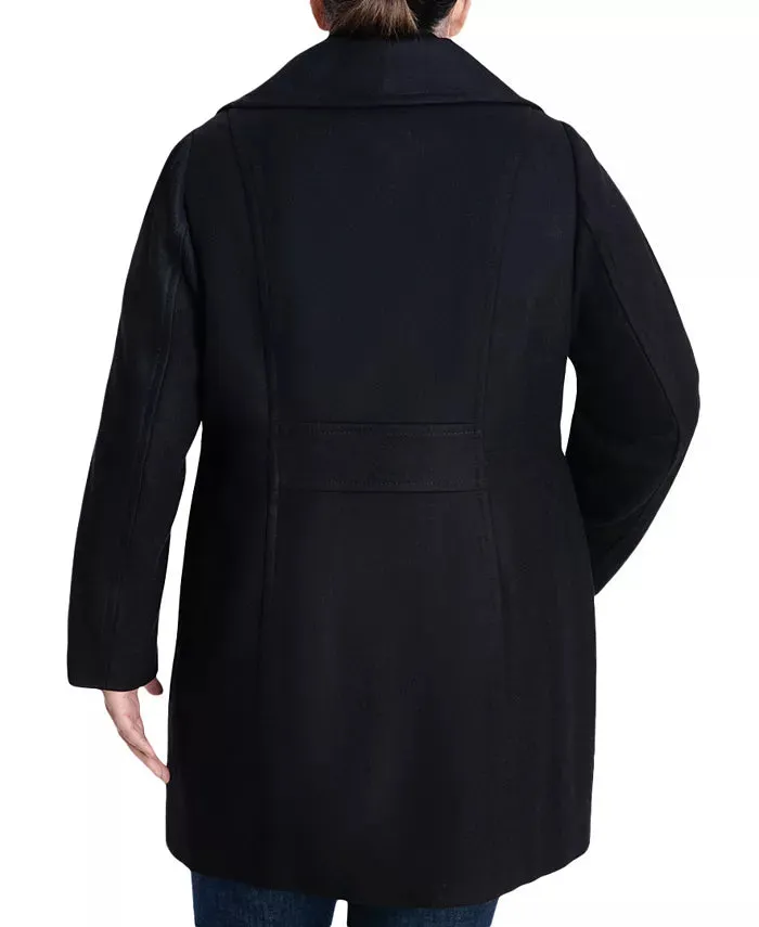 Anne Klein Plus Size Notched-Collar Double-Breasted Peacoat