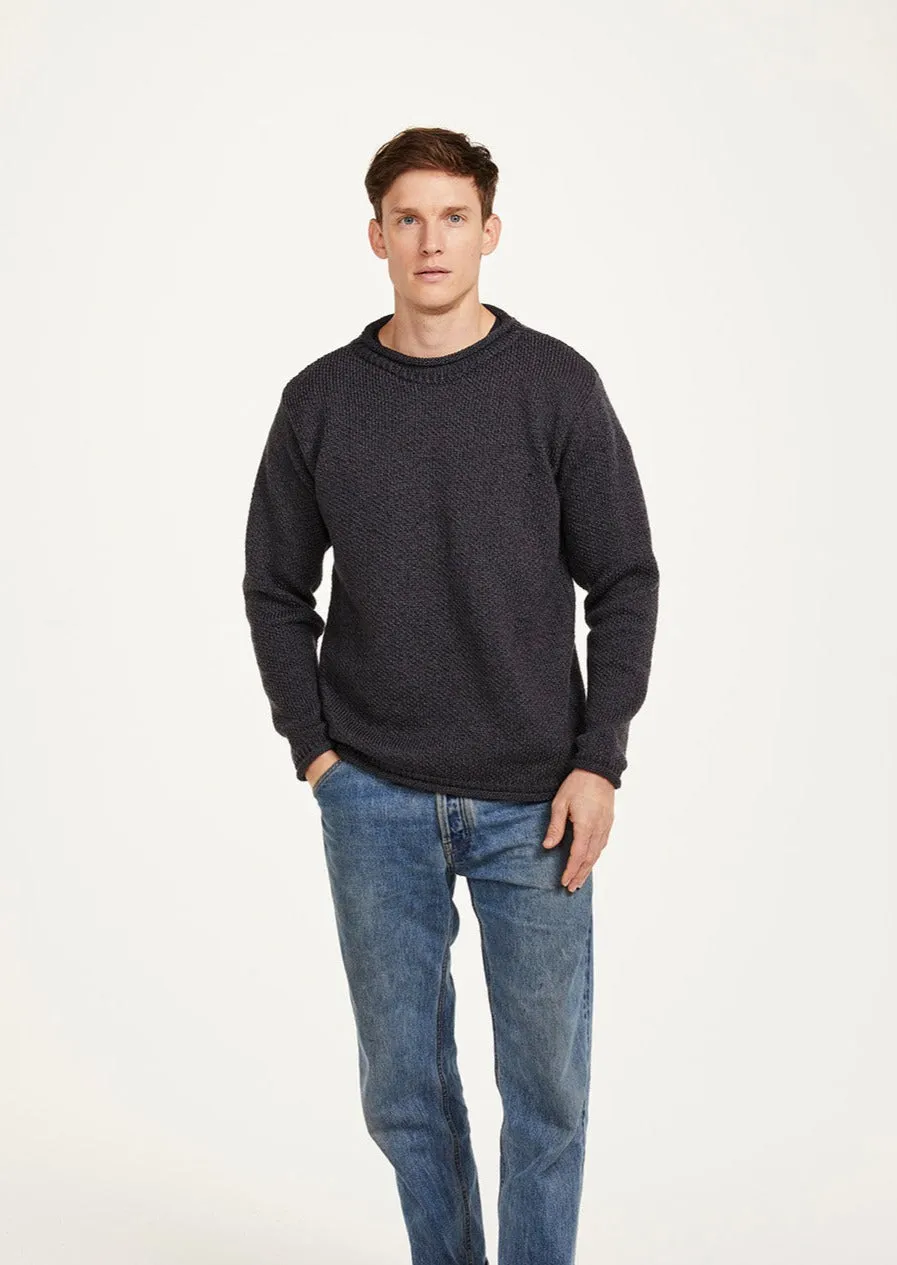 Aran Roll Neck Sweater | Charcoal