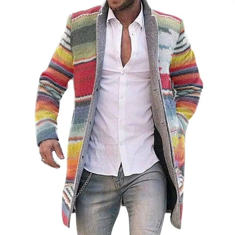 ARTLIFE Men's Fashion Premium Quality Stylish Multi-Color Long Wool Blend Trench Coat Jacket