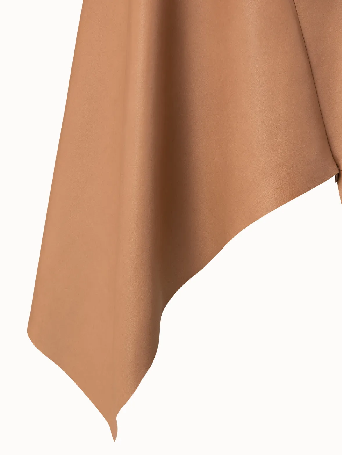 Asymmetrical Lamb Nappa Leather Midi Skirt