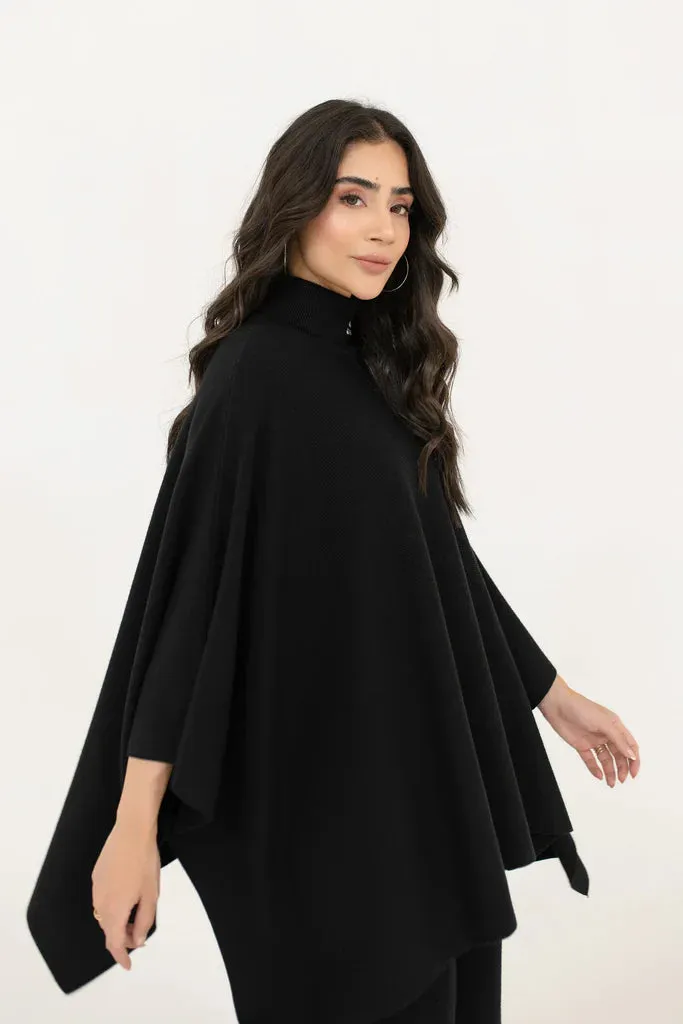 Autumn Winter '23 - Lily Knitted Cape Black Separates