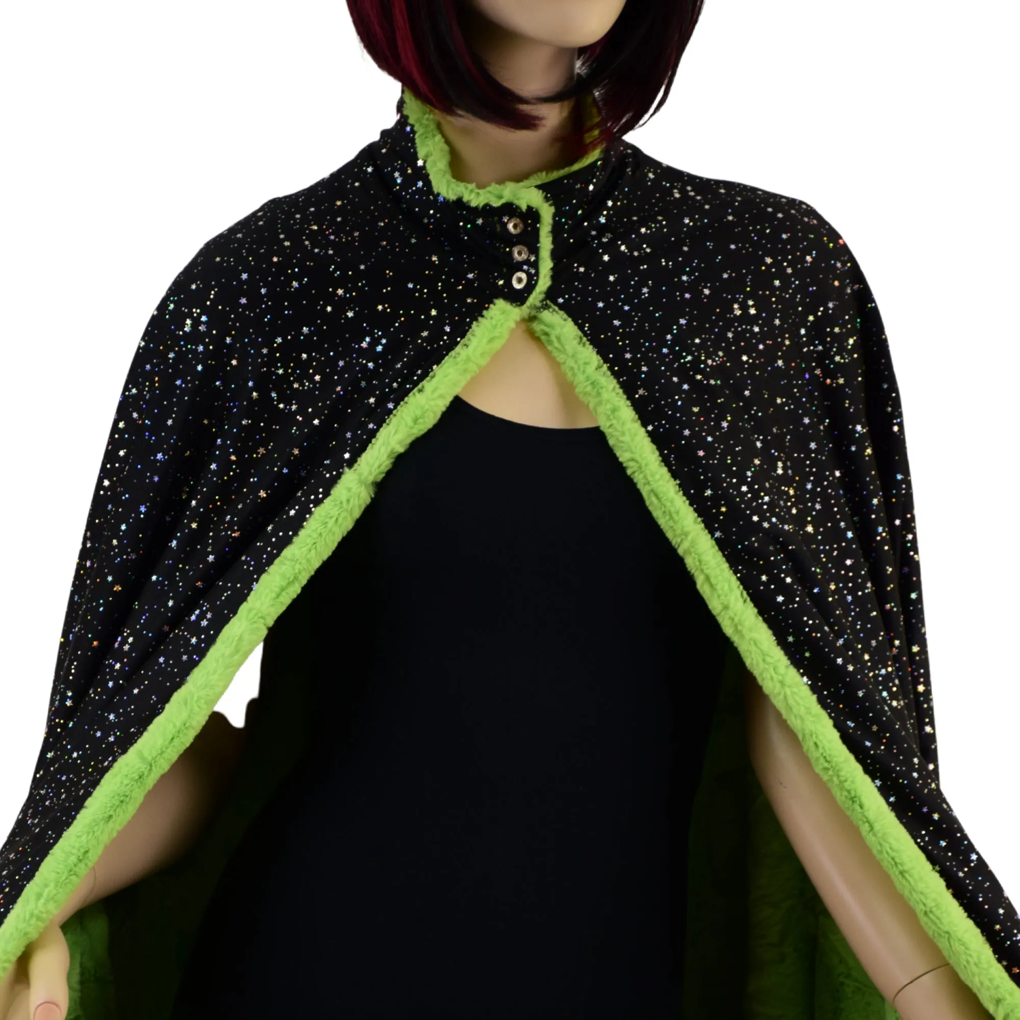 Avocado Minky Faux Fur Cape with Snap Collar