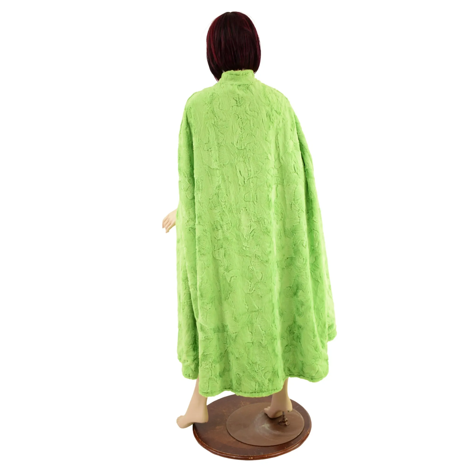 Avocado Minky Faux Fur Cape with Snap Collar