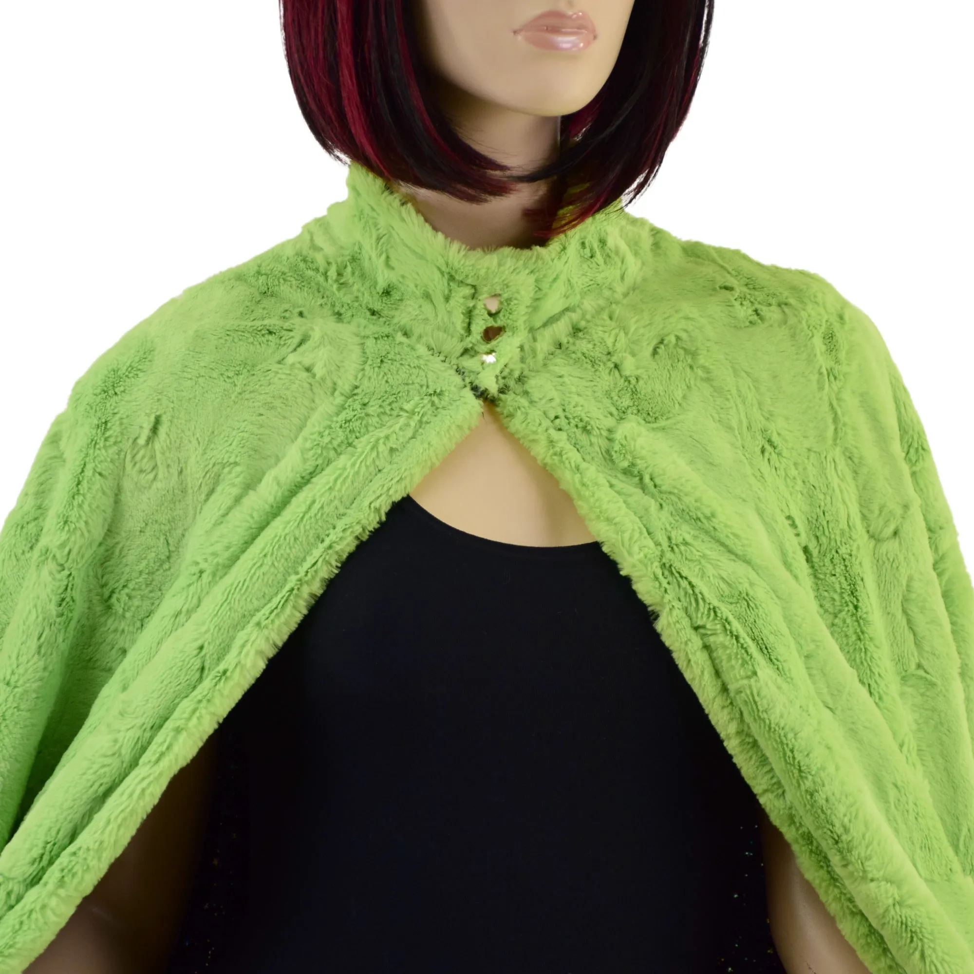 Avocado Minky Faux Fur Cape with Snap Collar