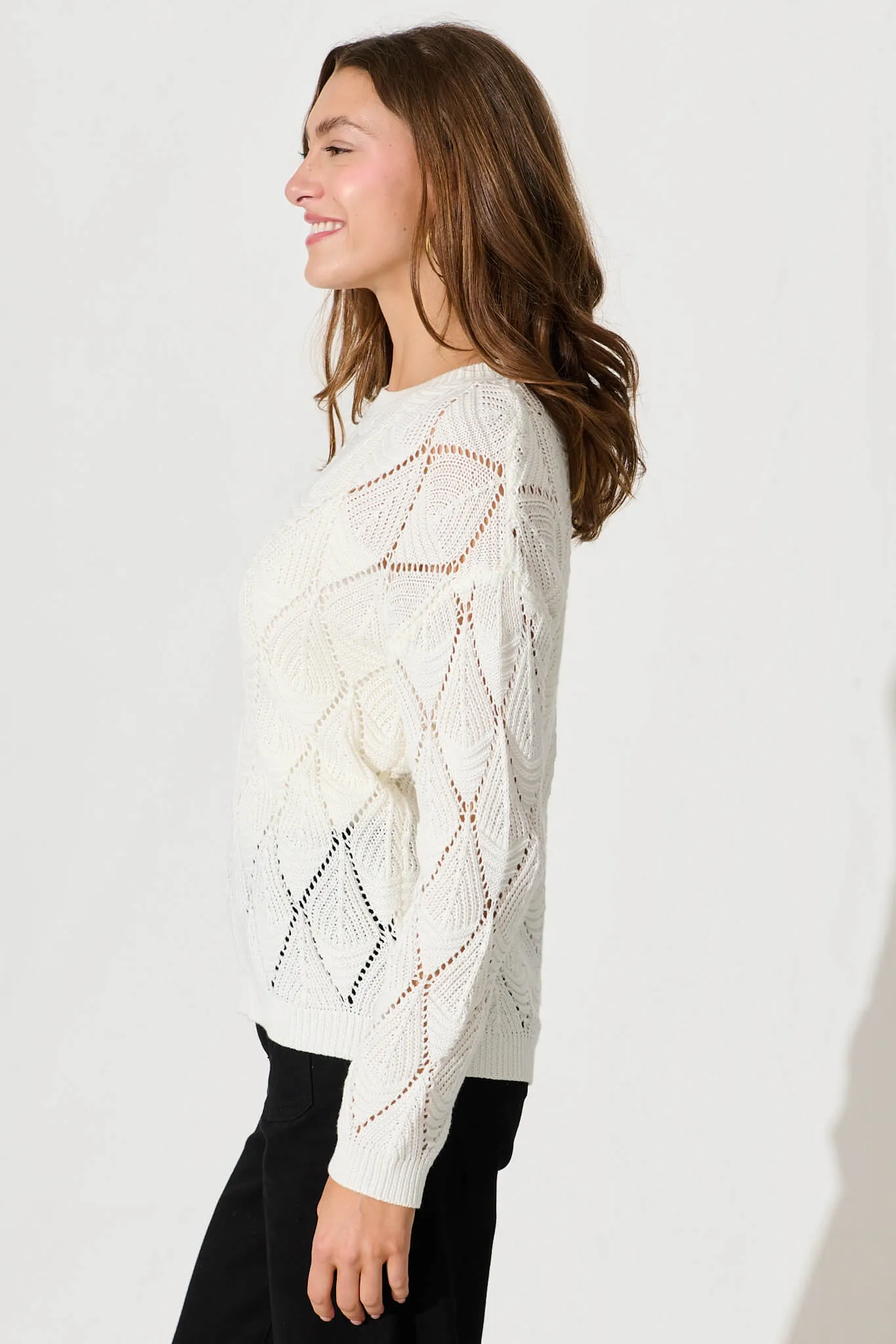 Azelia Knit In Cream Wool Blend