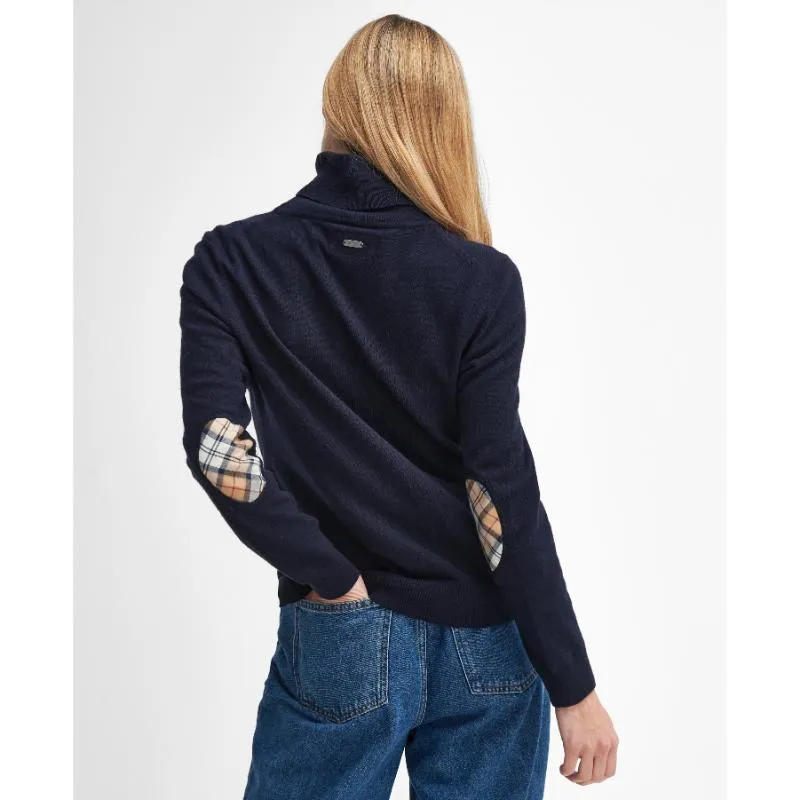 Barbour Pendle Roll Neck Knitted Ladies Jumper - Navy/Hessian Tartan