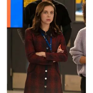 Bel Powley Red Plaid Coat