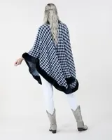 Black & White Houndstooth Cape w/ Faux Fur Trim