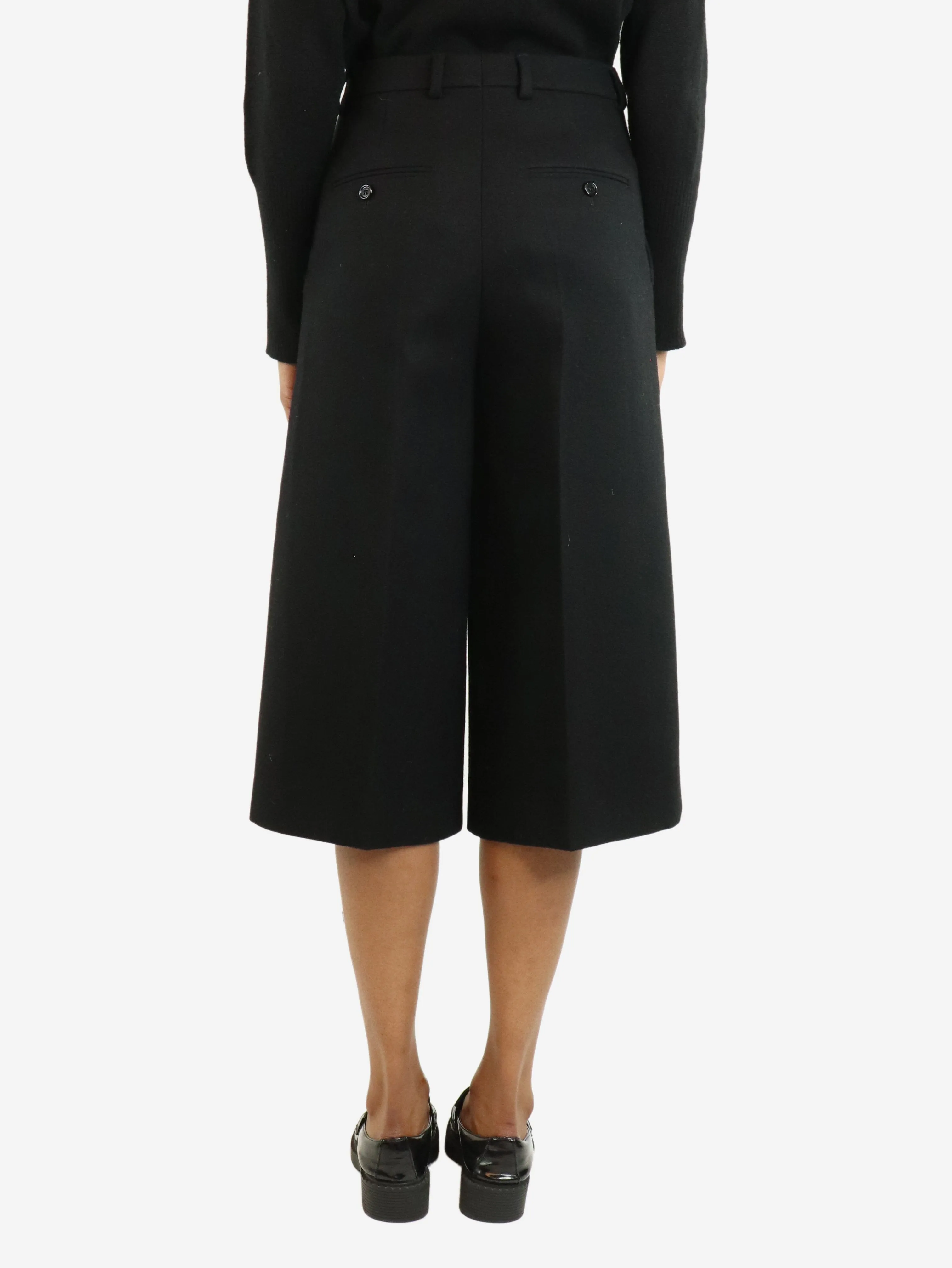 Black wide-leg wool culottes - size UK 8