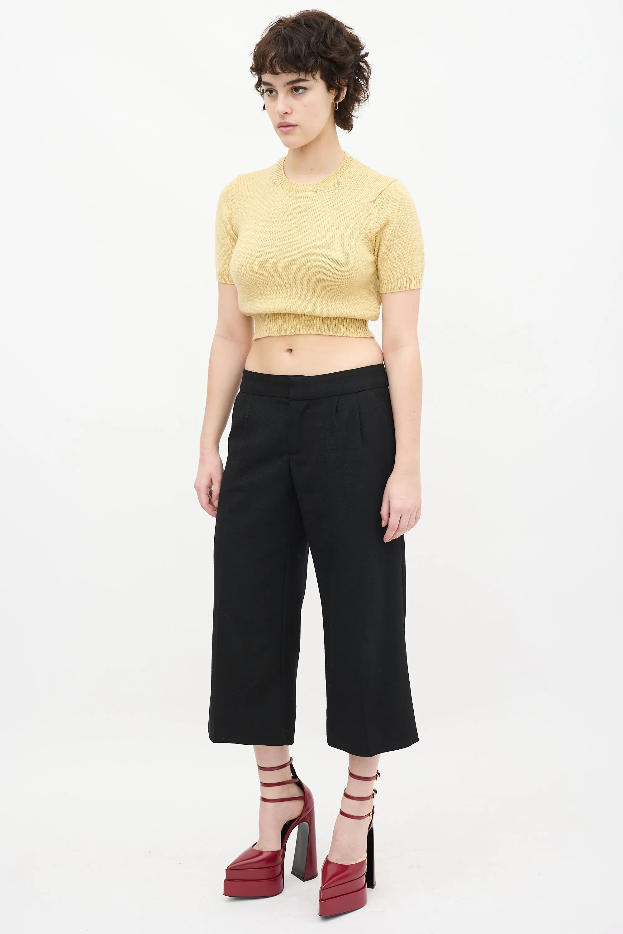 Black Wool Pleated Culottes