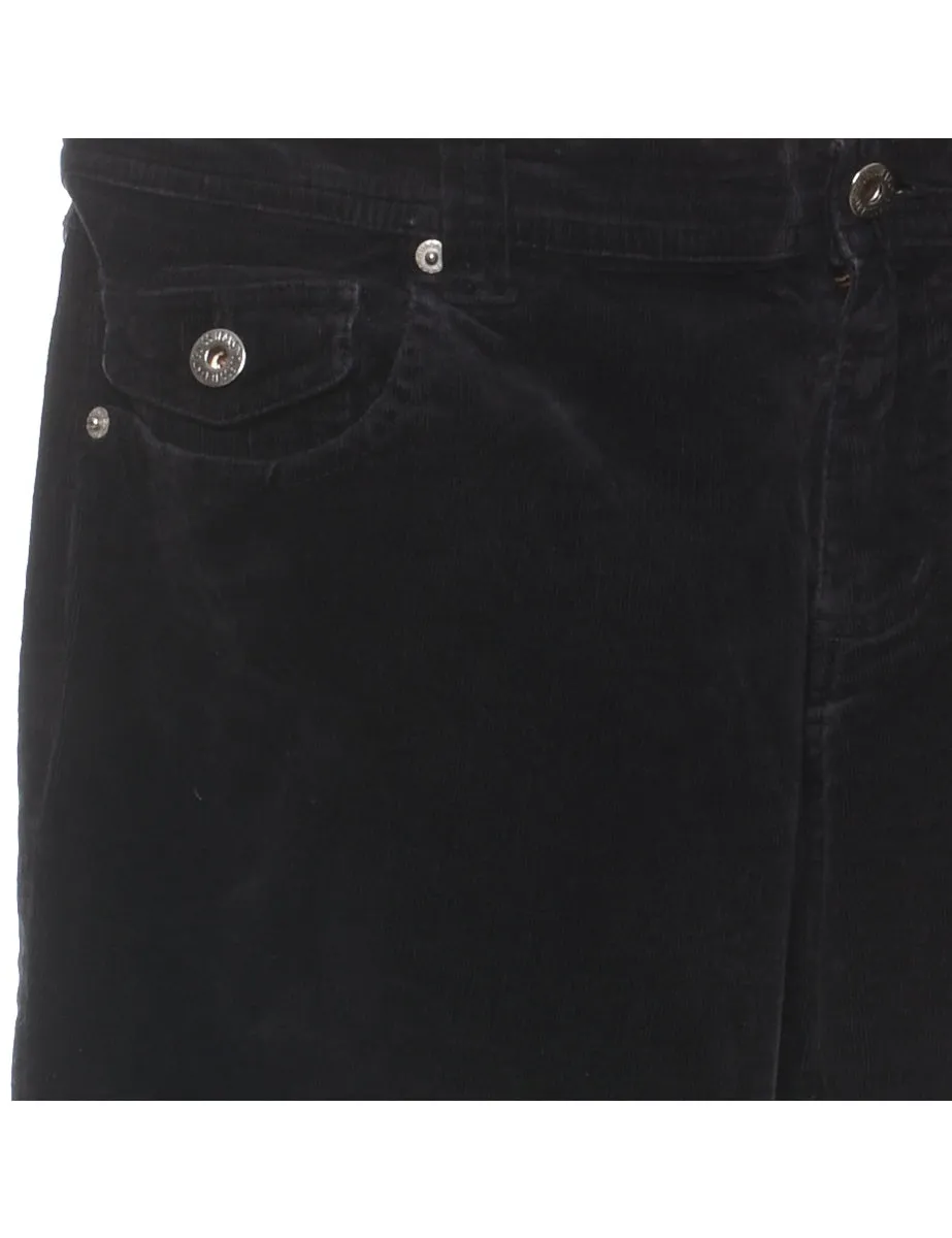 Black Y2K Corduroy Flared Trousers - W32 L31