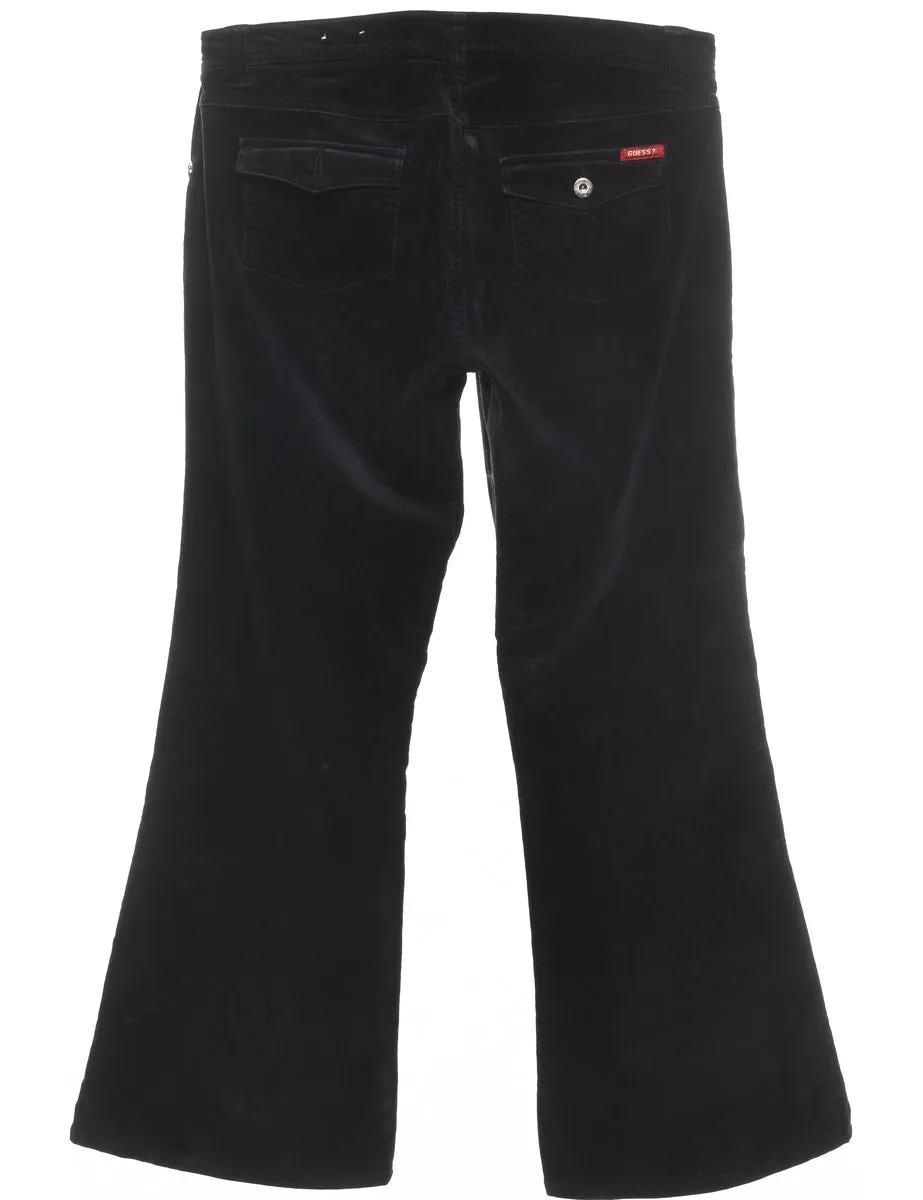 Black Y2K Corduroy Flared Trousers - W32 L31