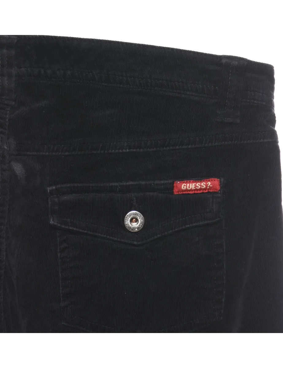 Black Y2K Corduroy Flared Trousers - W32 L31